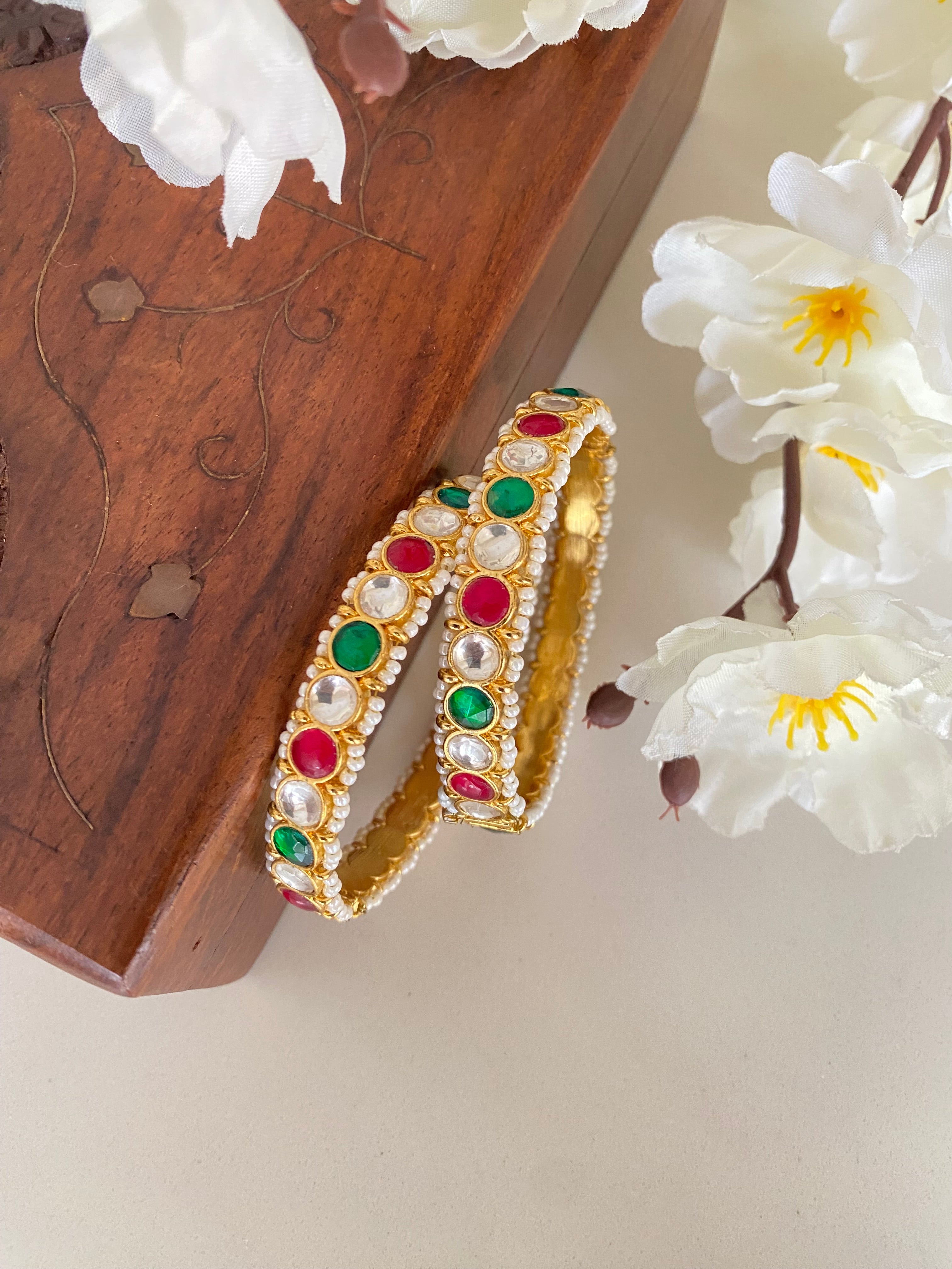 Gold plated Kundan Multi Bangle