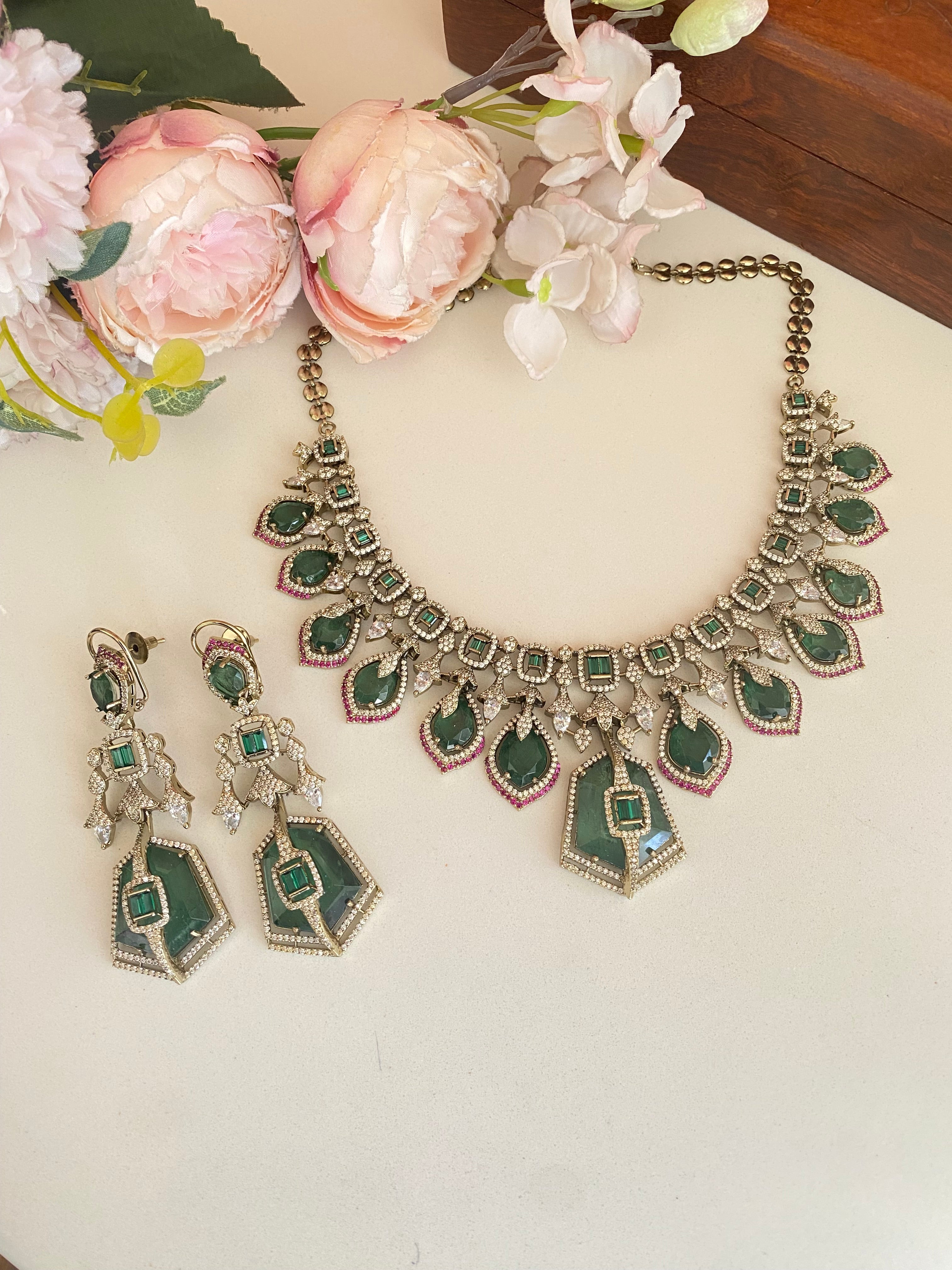 Green Diamond Necklace set