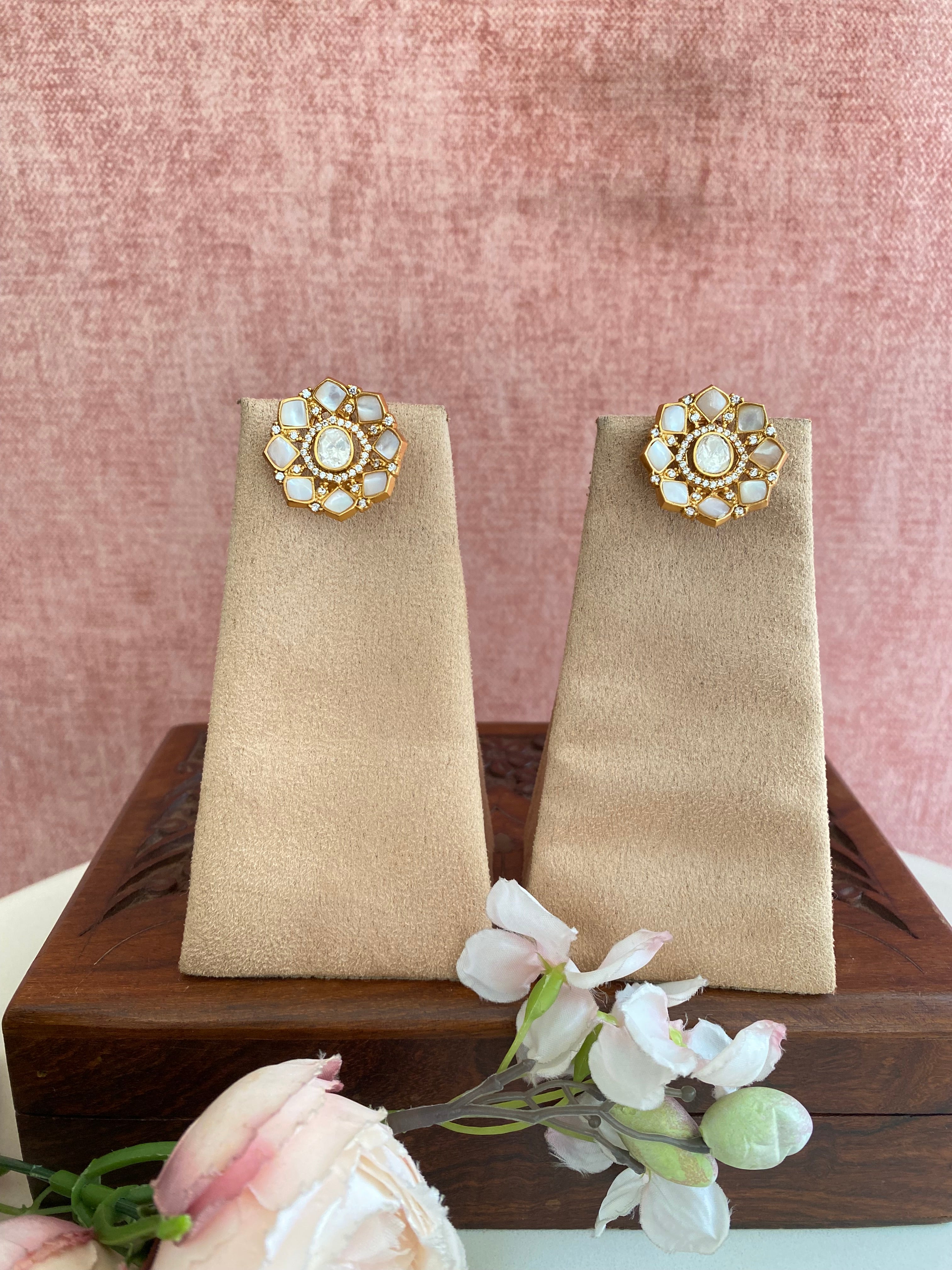 Mother Of Pearl and Polki Studs