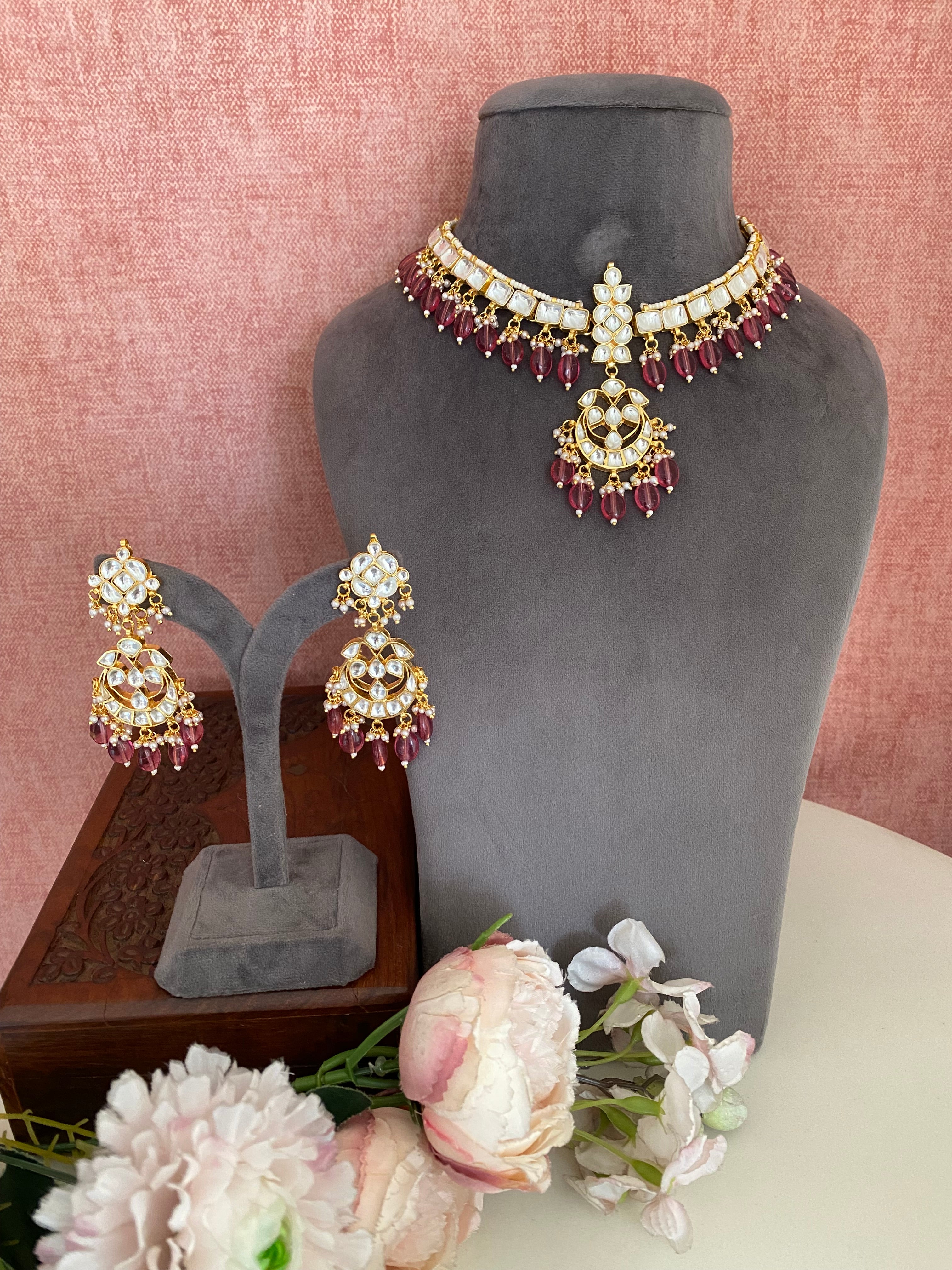 Gold plated Kundan Necklace Set