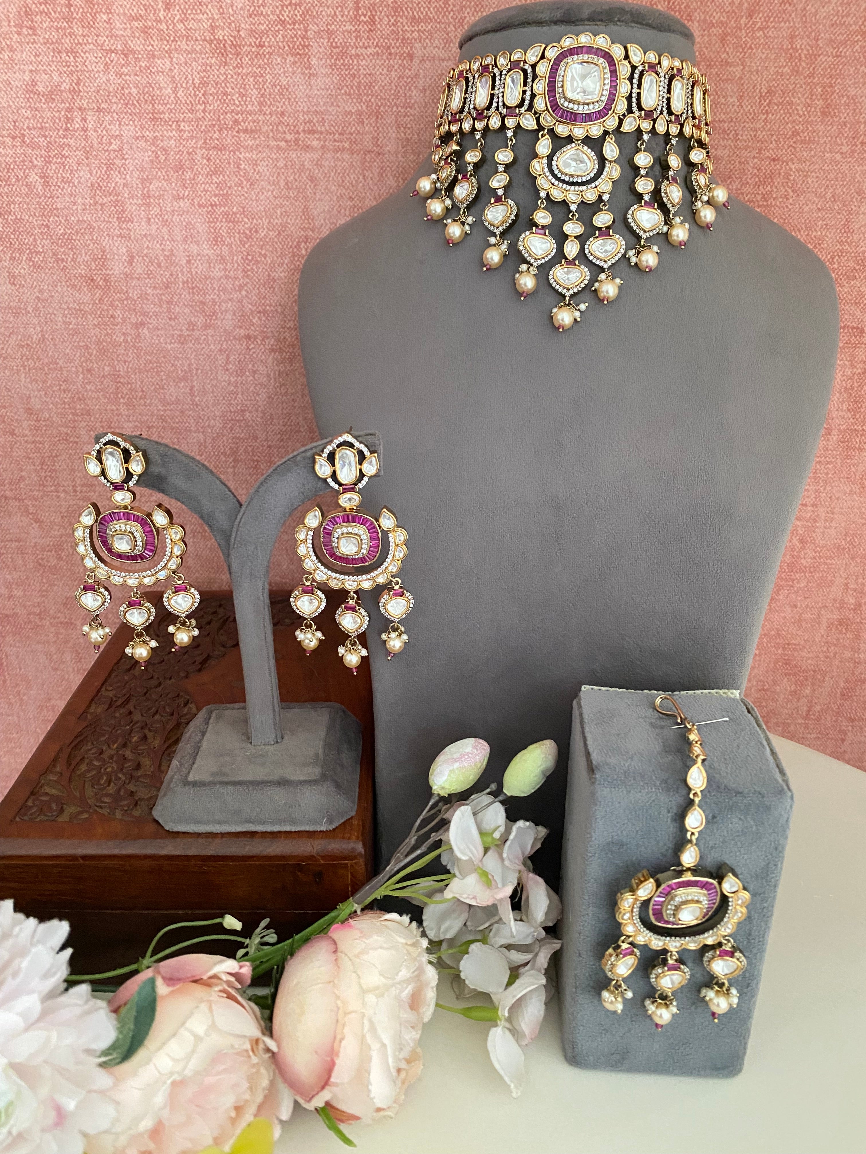 Moissanite Pink choker Set
