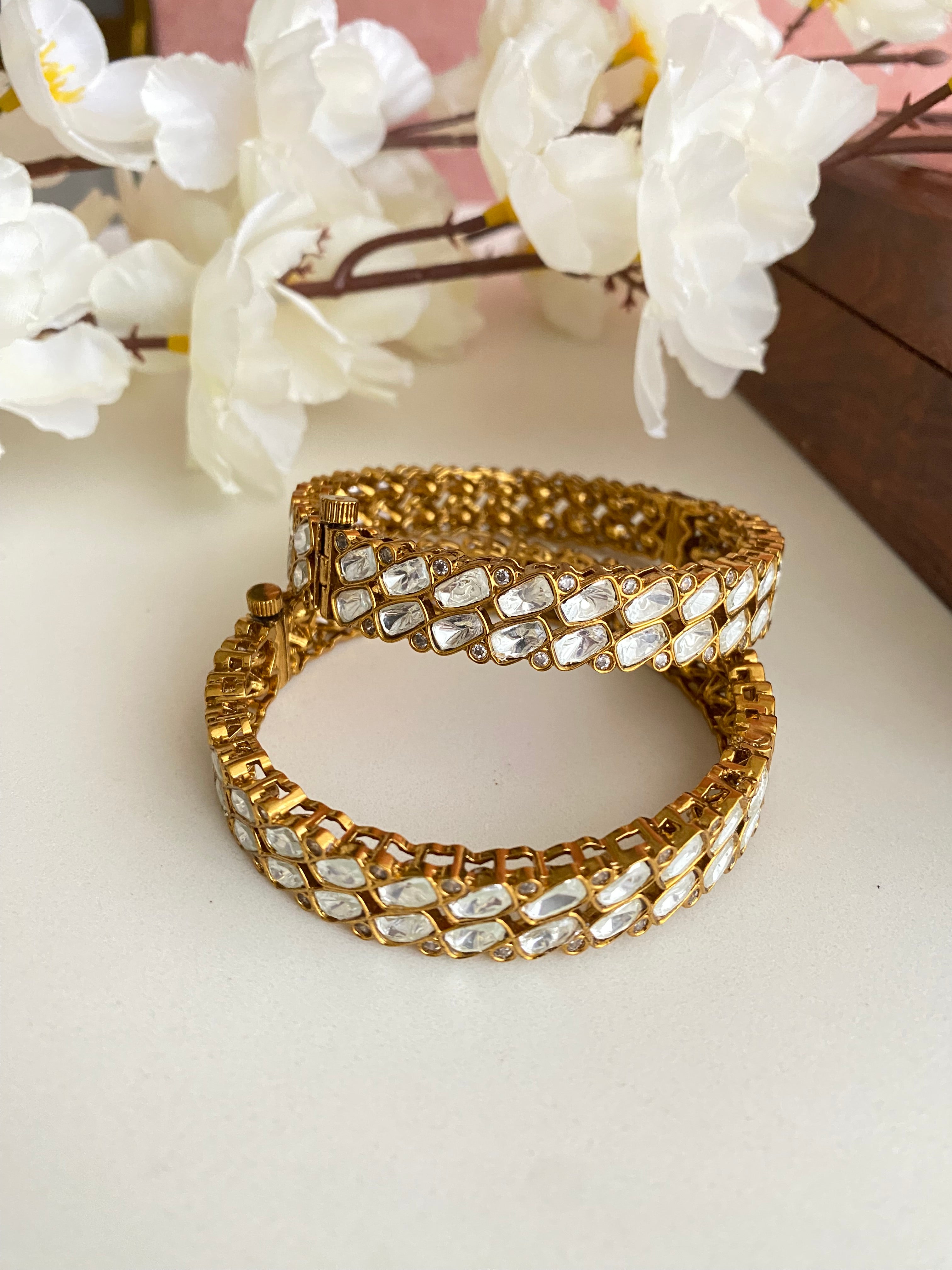 Gold plated Moissanite Bangles