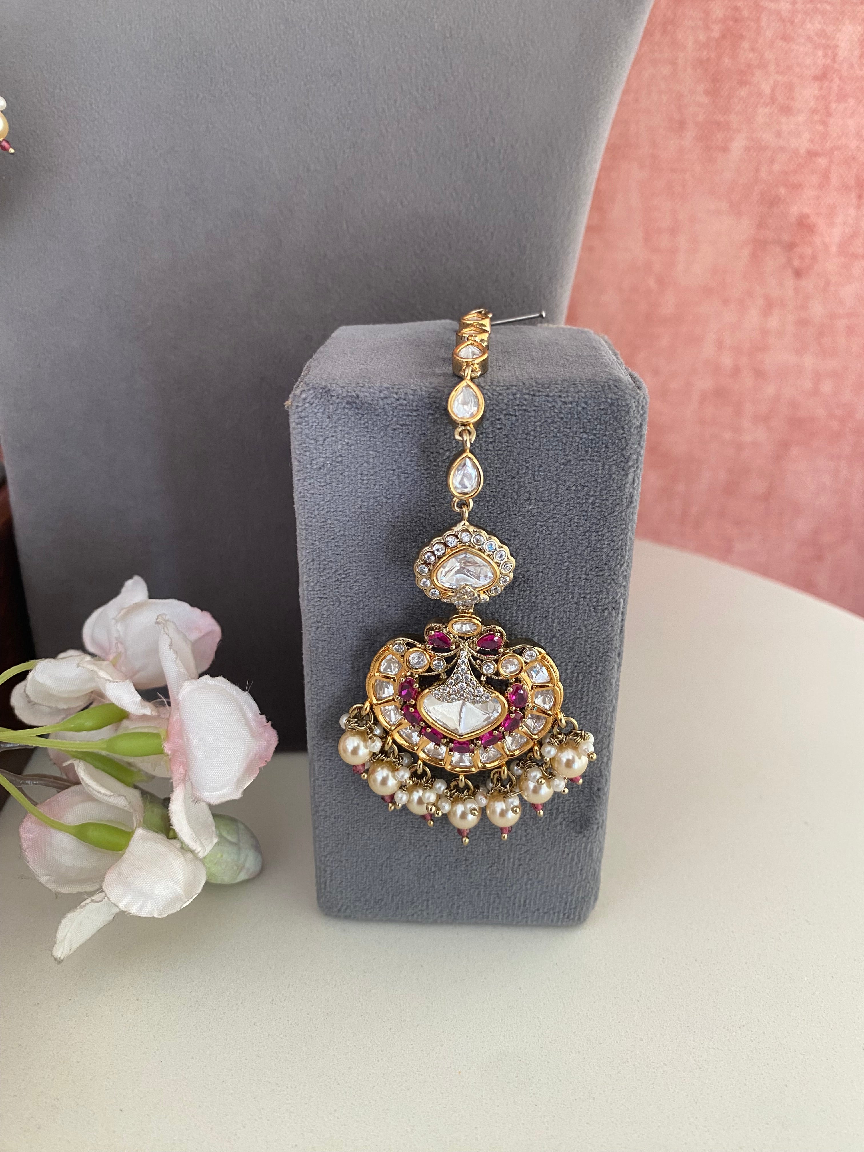 Pink Moissanite Necklace Set