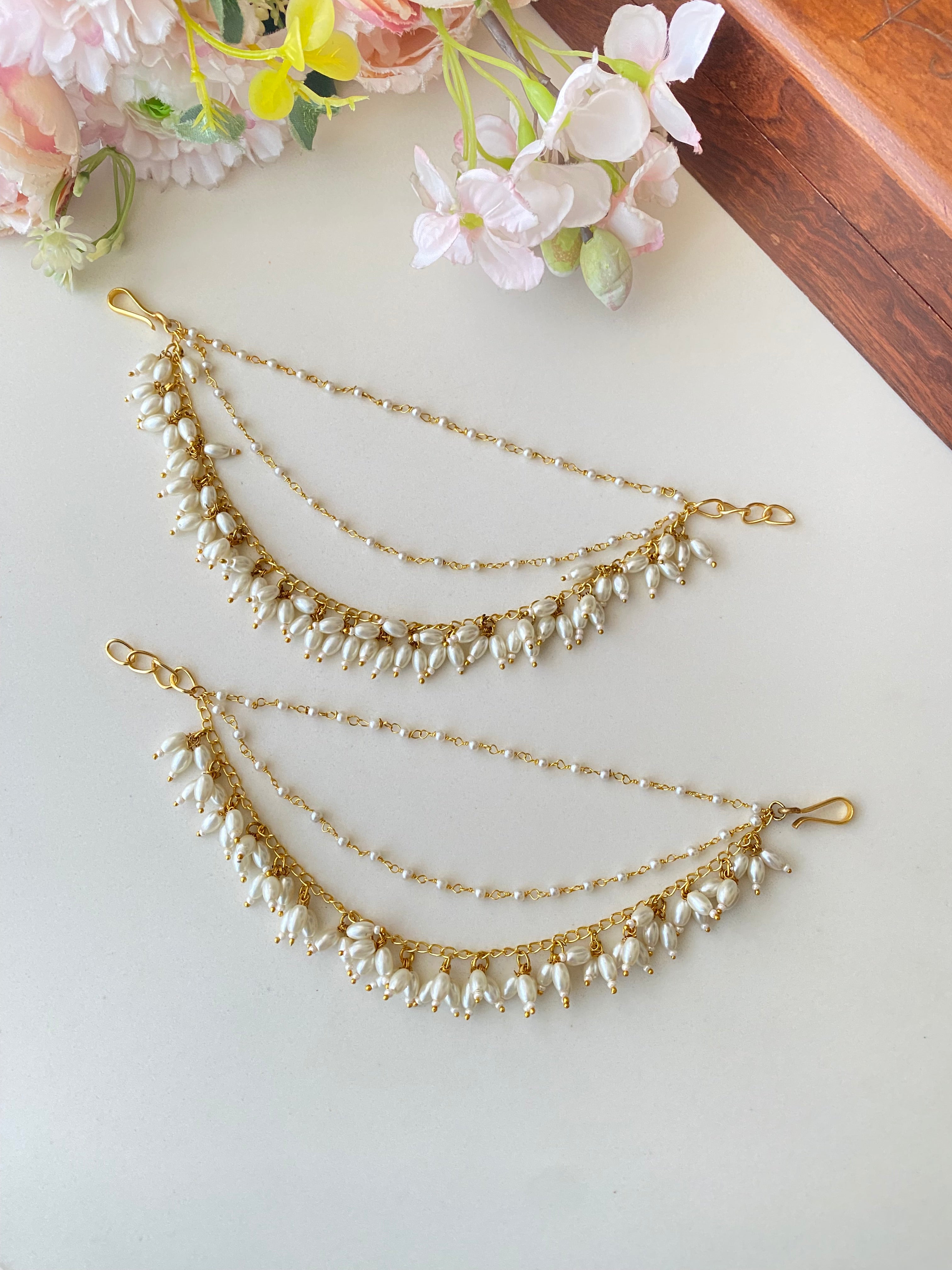 Gold Plated Pearl Ear Chain