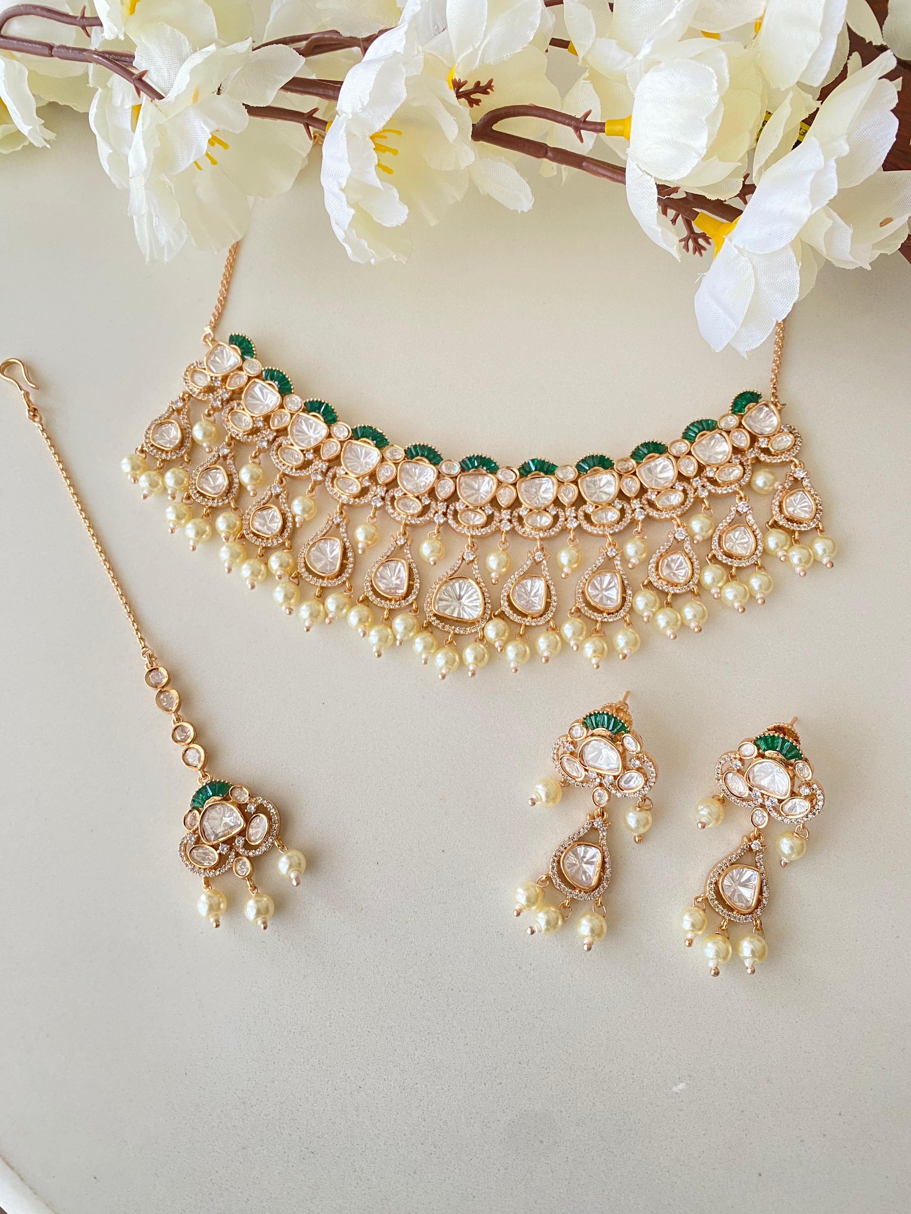 Gold Plated polki Necklace Set
