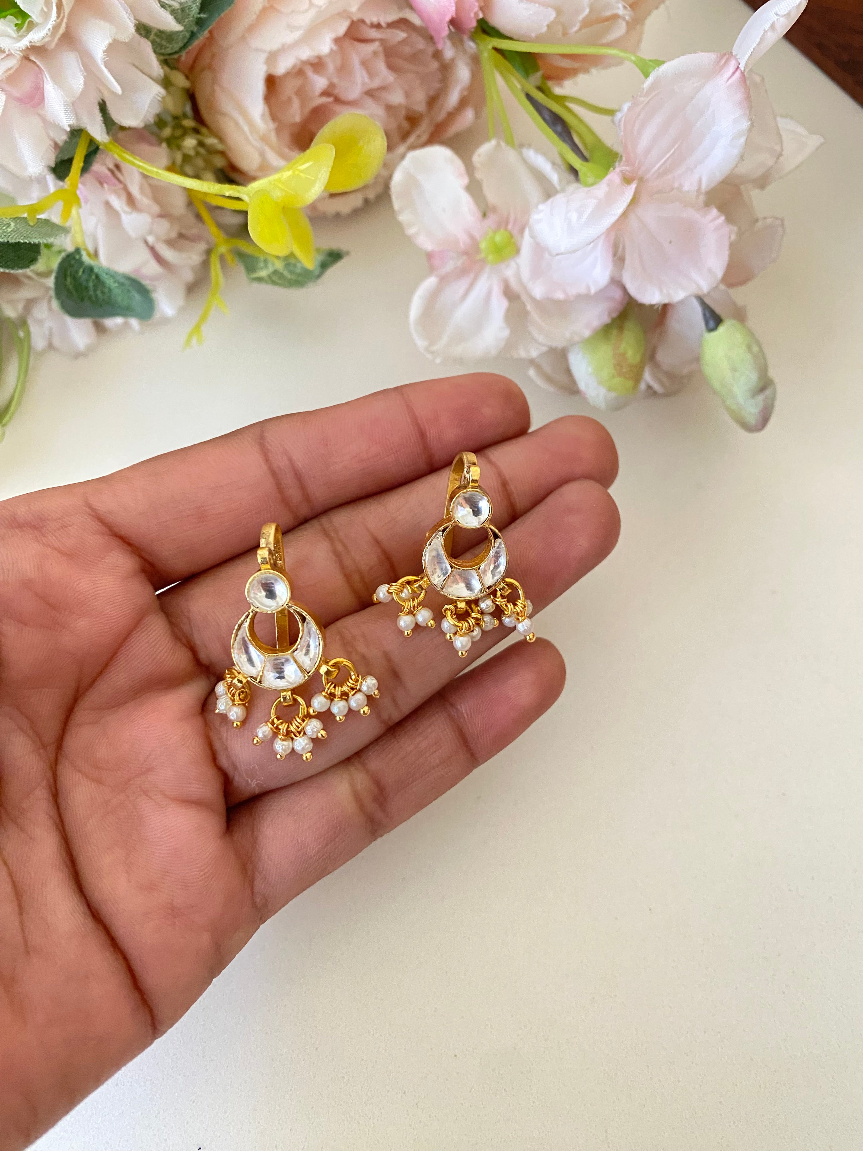 Gold plated Kundan Ear Cuff