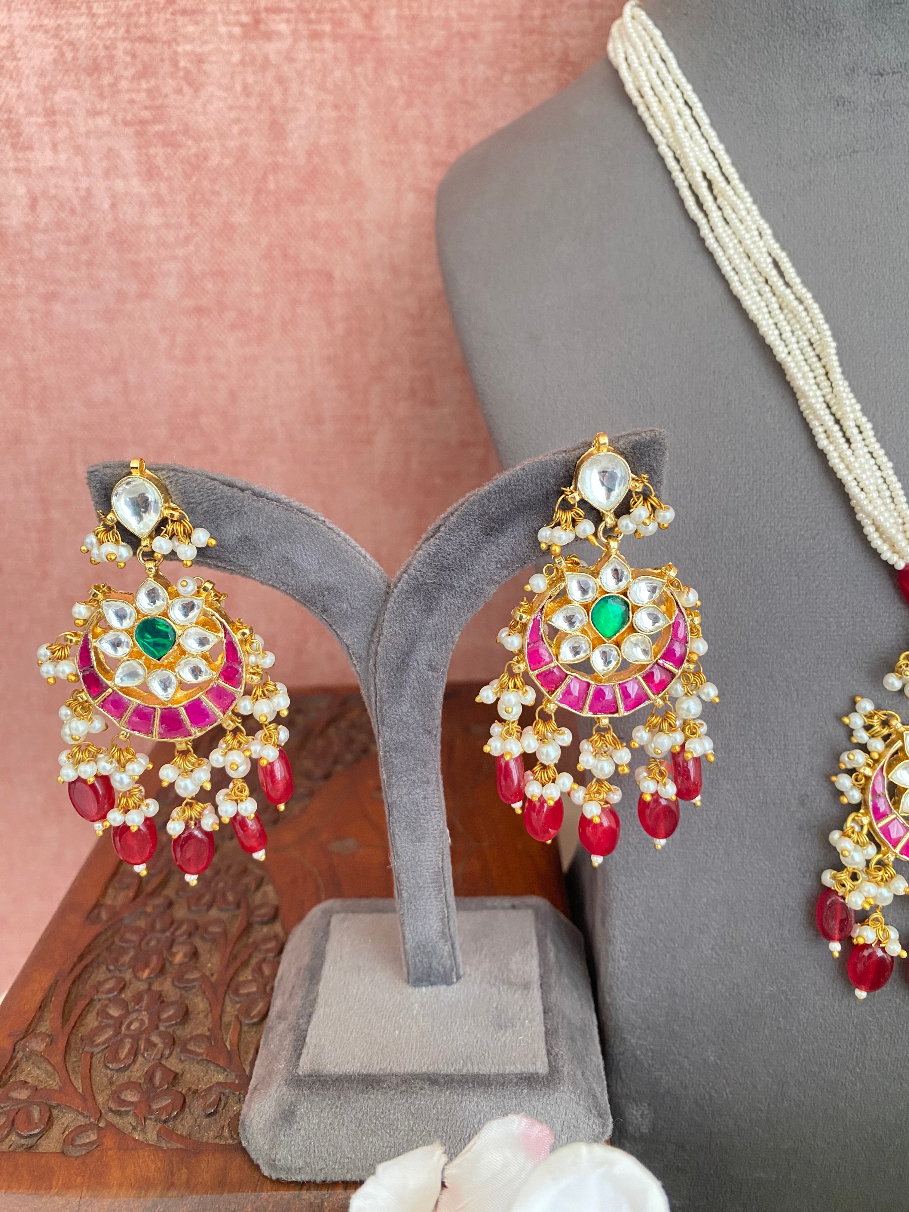 Gold Plated Kundan long Necklace set