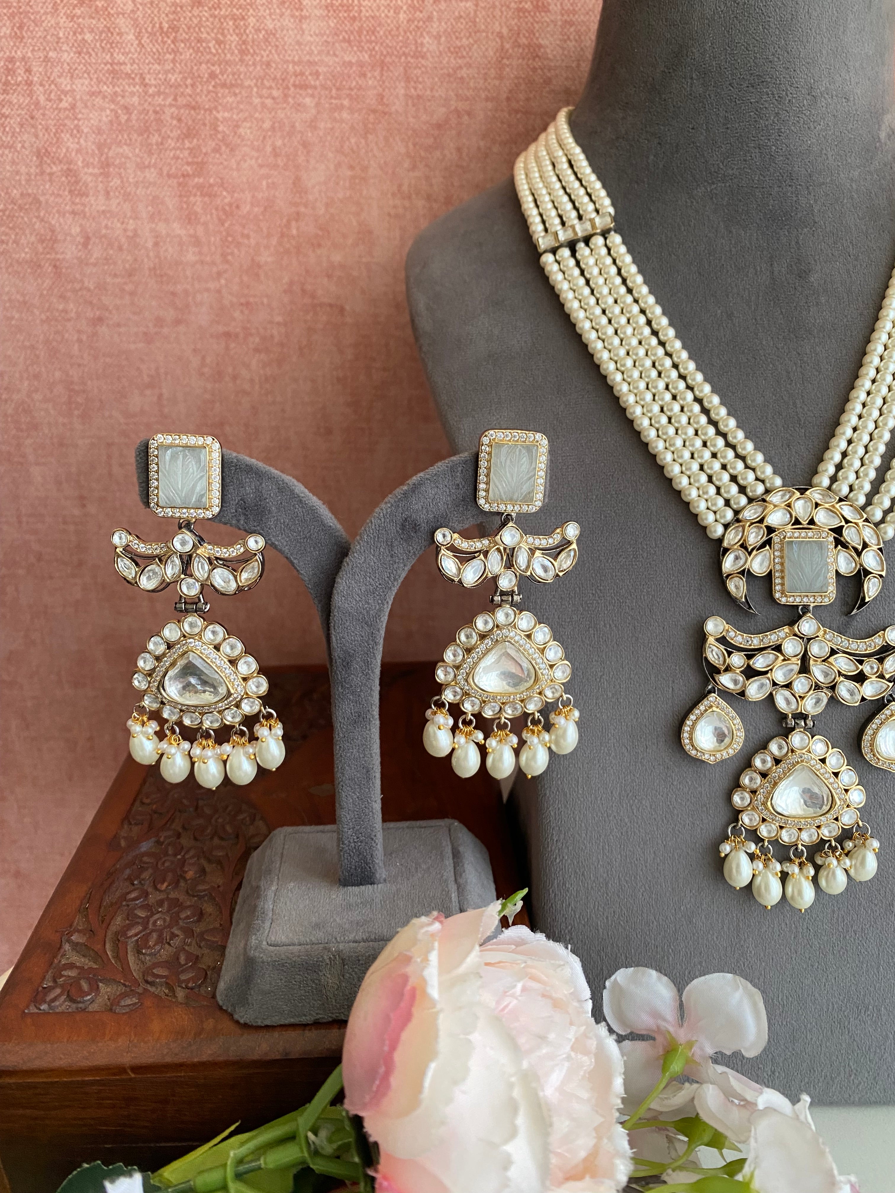 Silver plated Moissanite Necklace Set