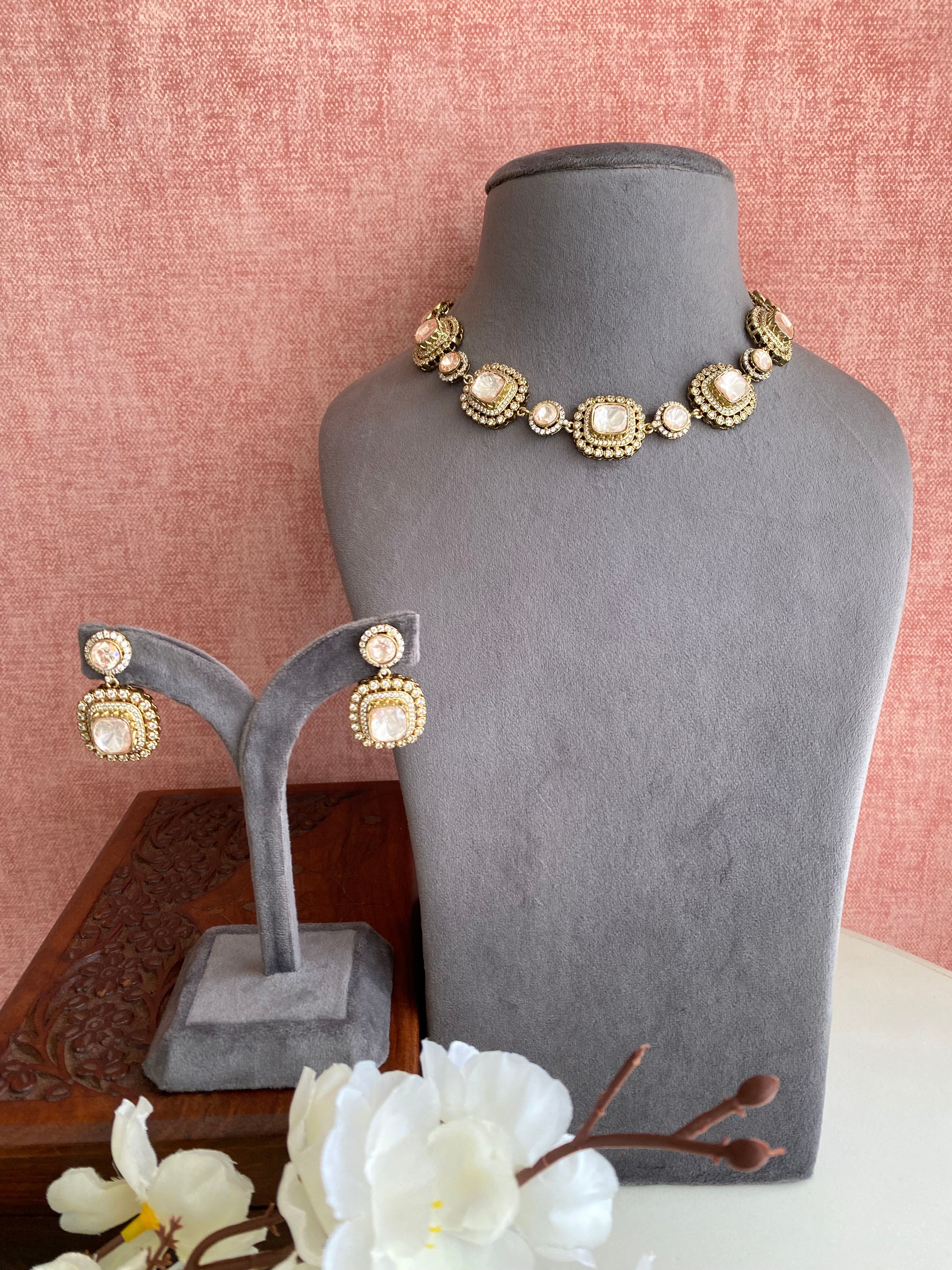Gold plated Moissanite Necklace set