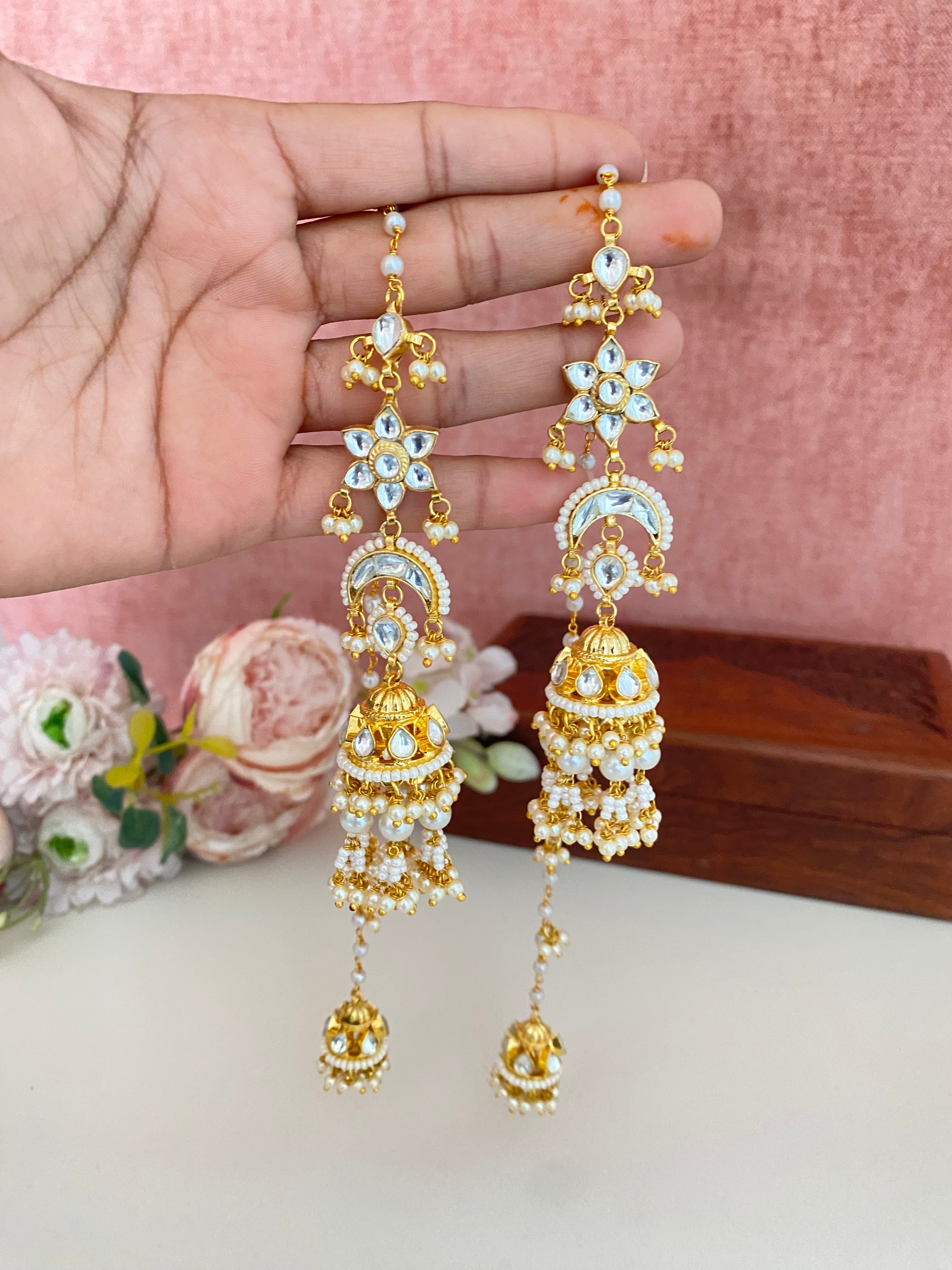 Gold plated Kundan Kashmiri Jhumka
