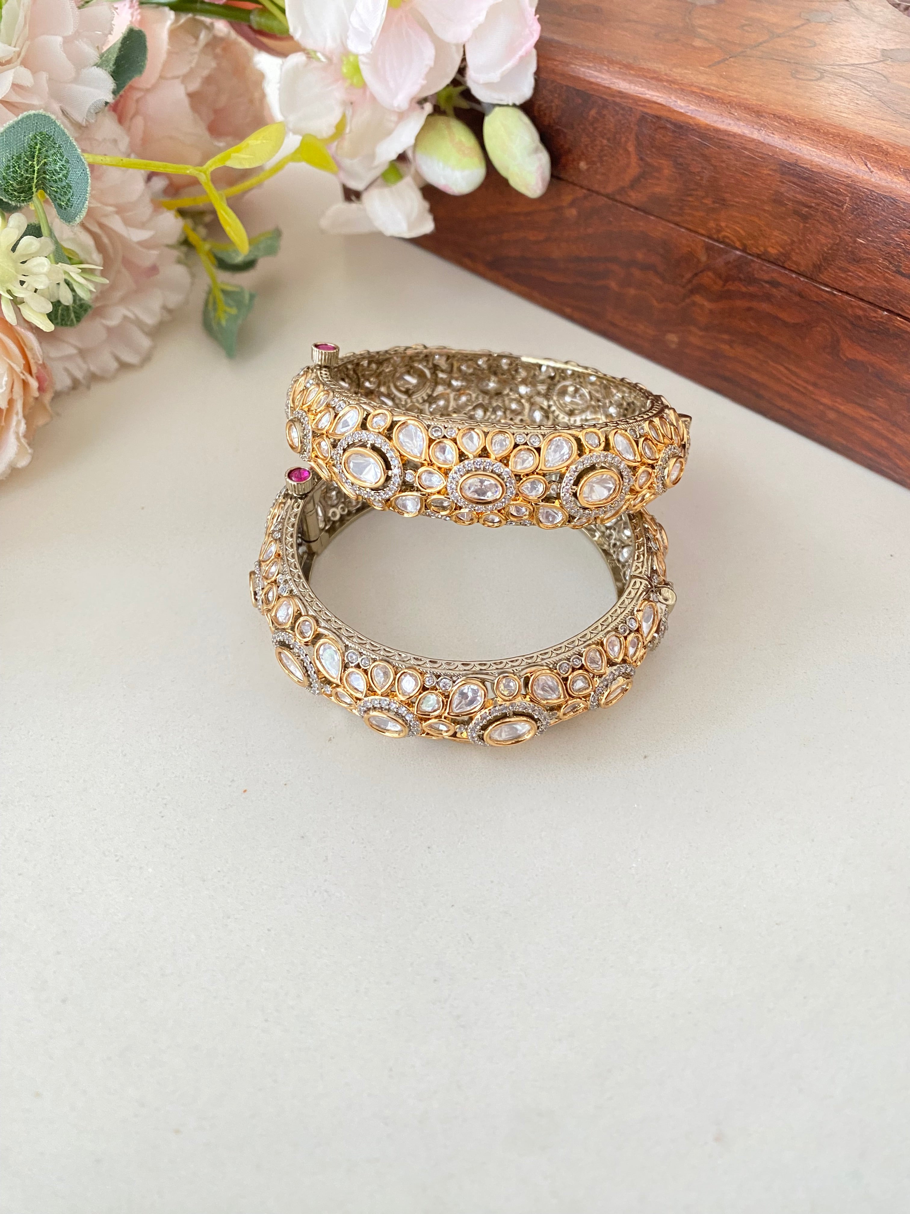 Gold plated Moissanite Bangles