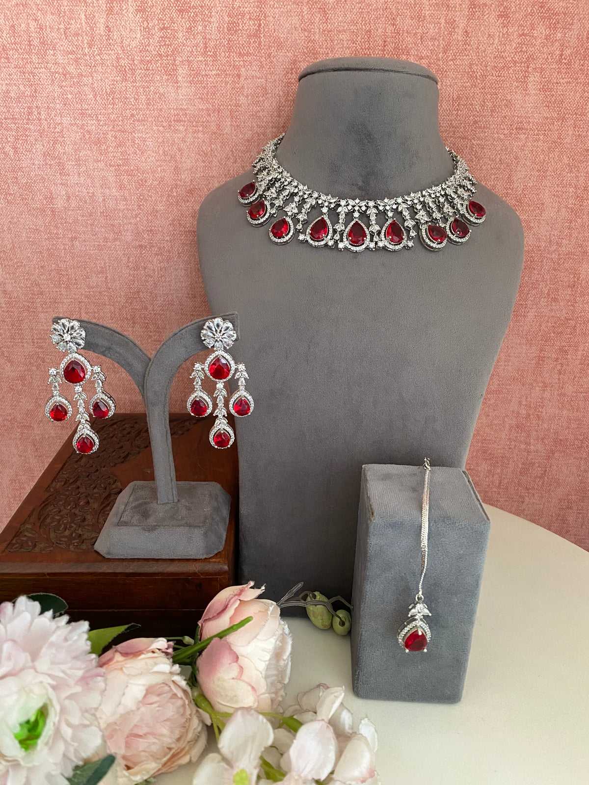 Ruby and Diamond Necklace set