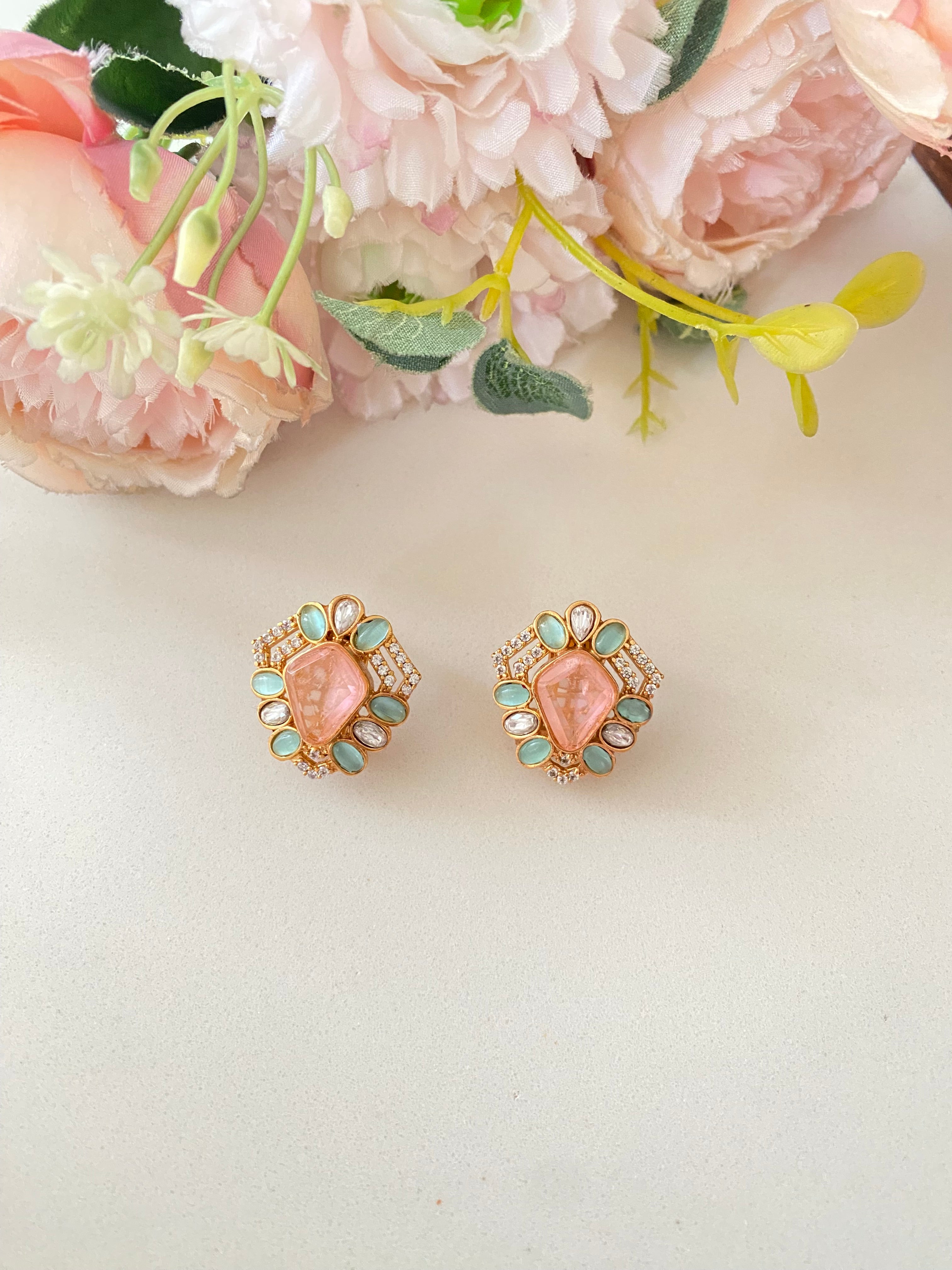 Gold plated Moissanite Studs
