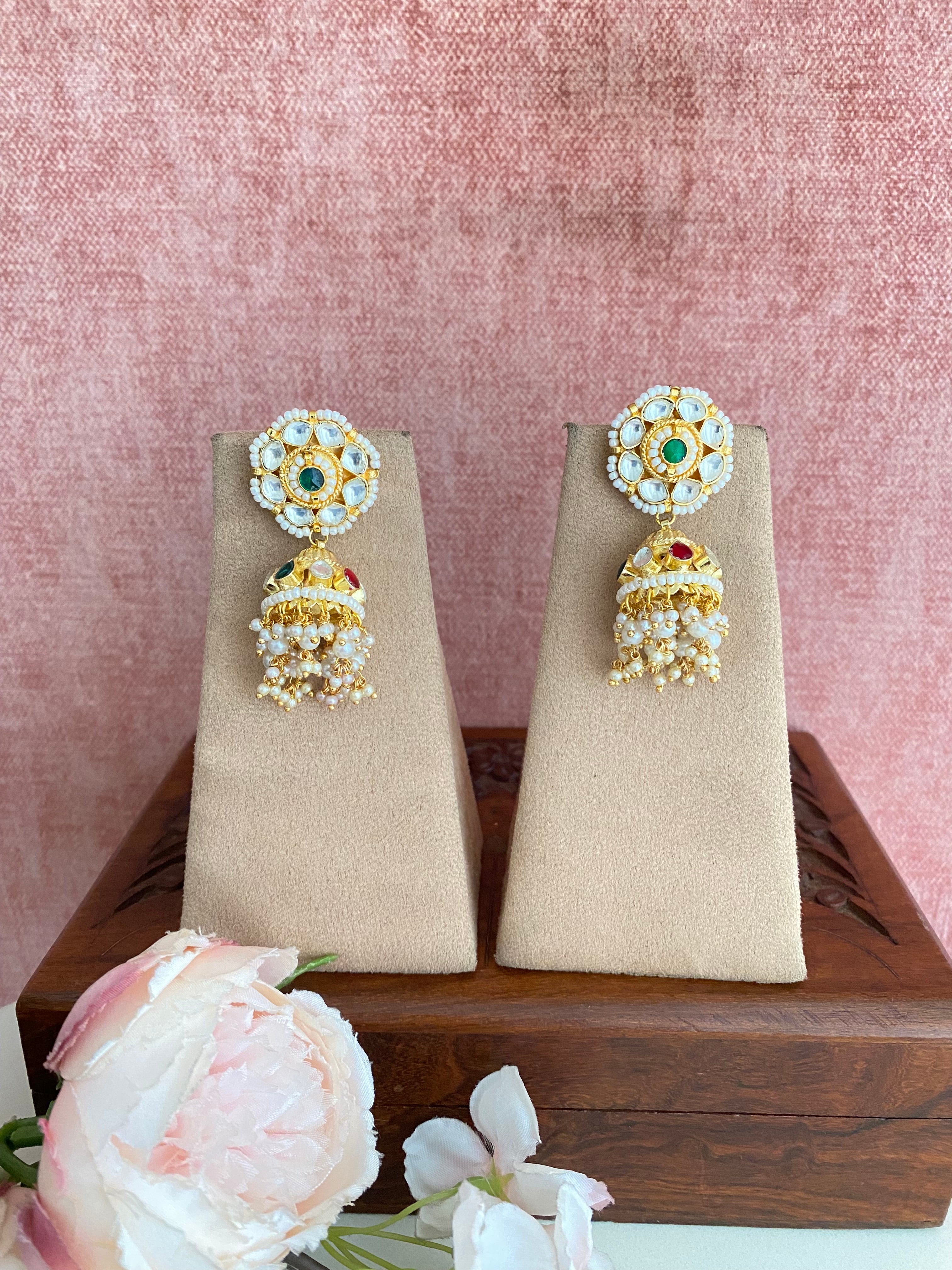 Multi Color Kundan Jhumka