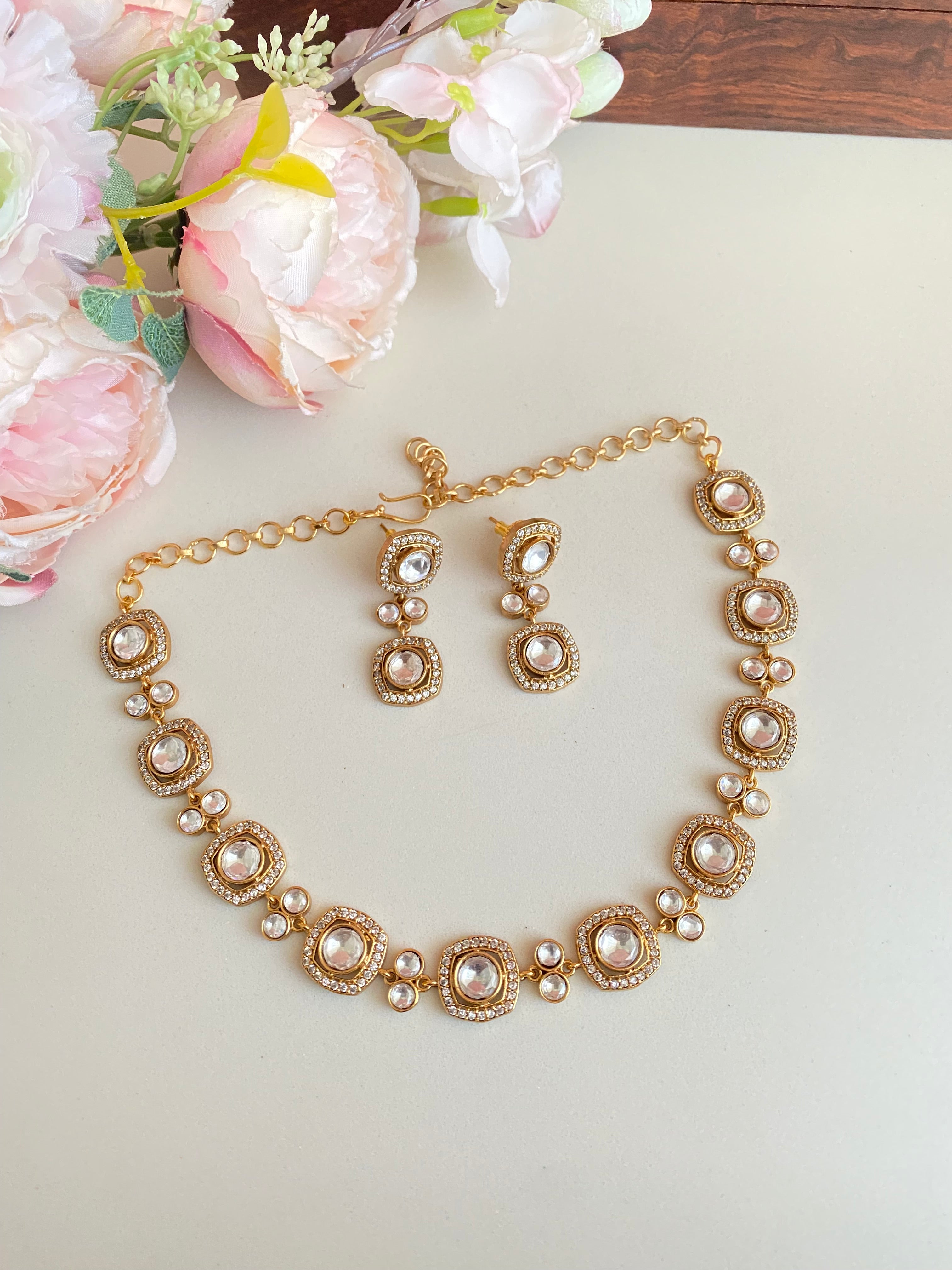 Gold plated Moissanite Choker set