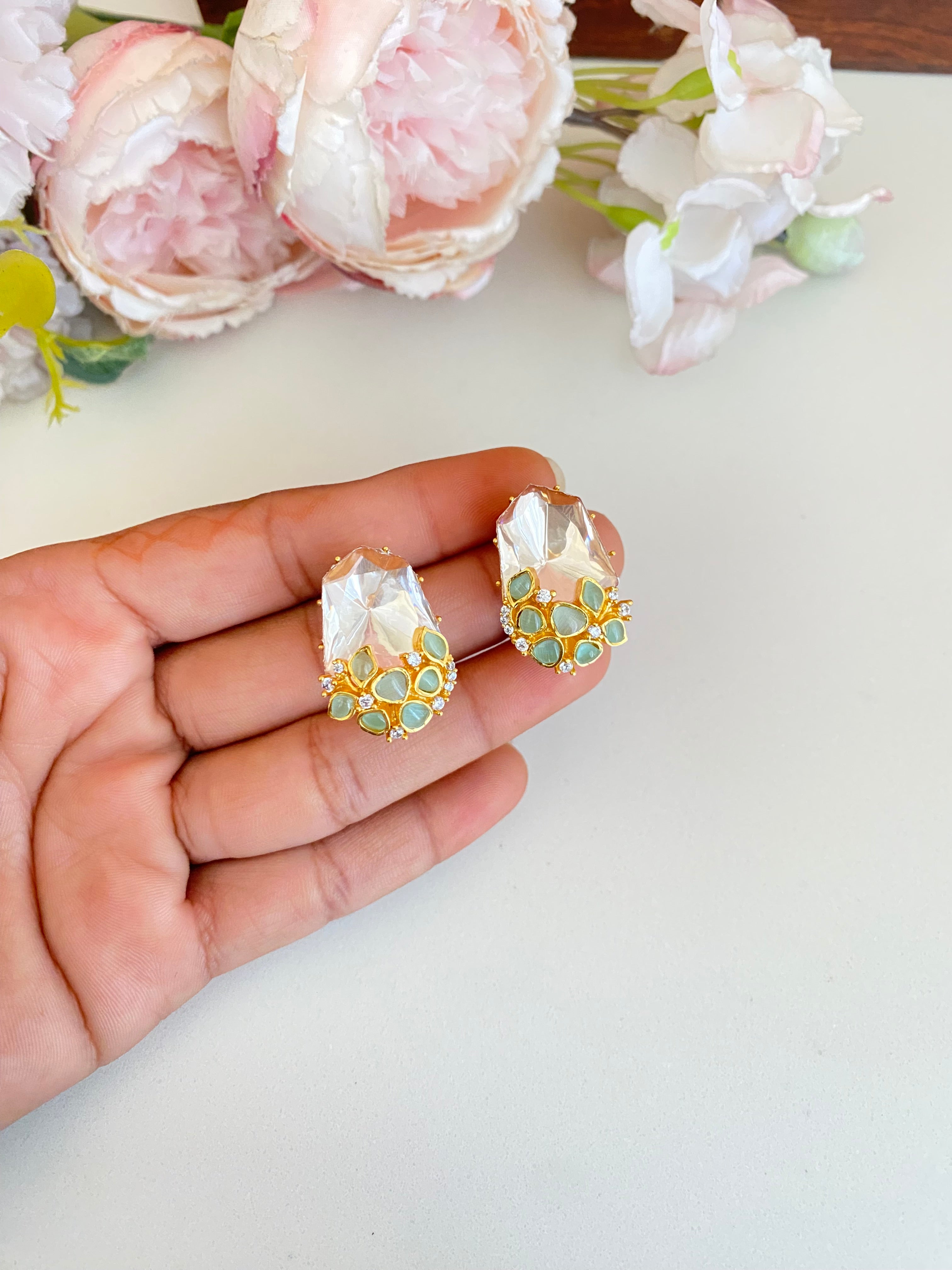 Gold plated Moissanite studs