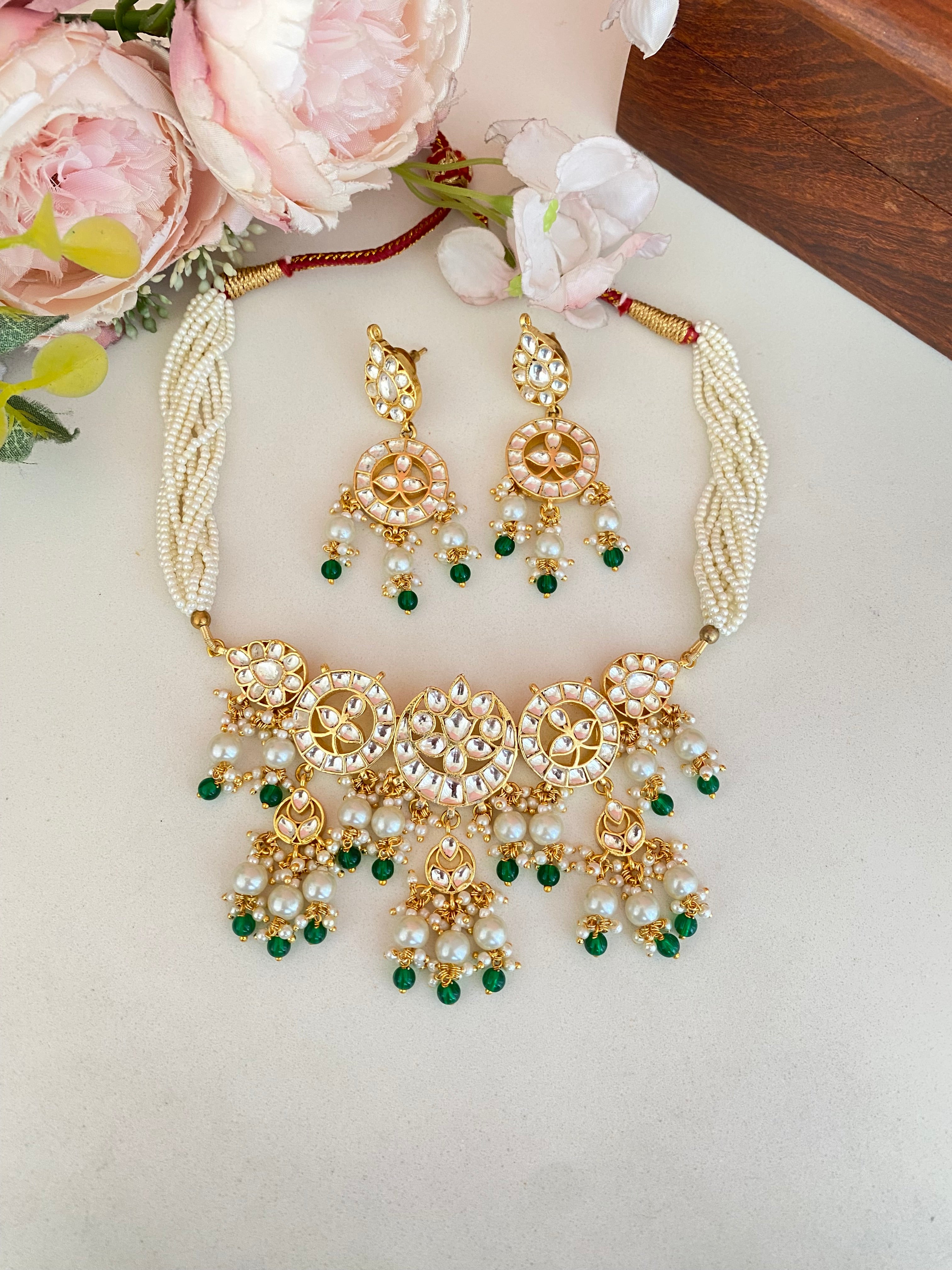 Gold plated kundan Choker Set