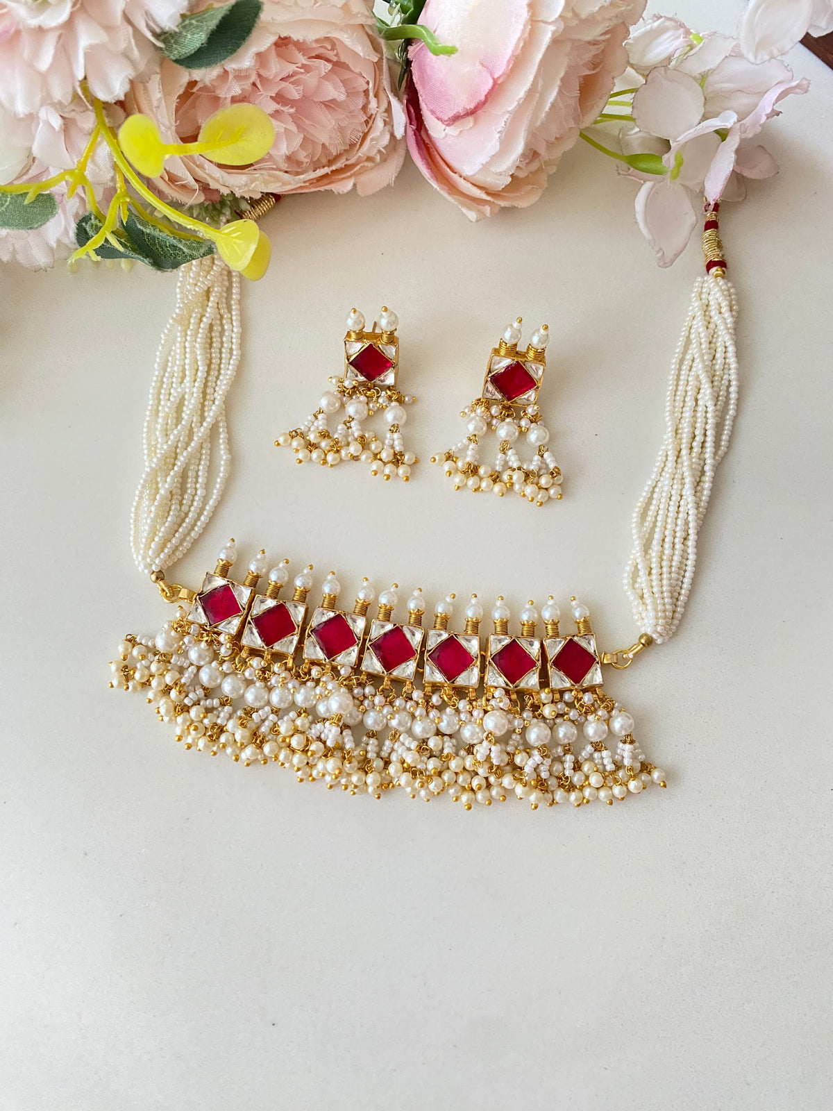 Gold plated kundan Choker Set