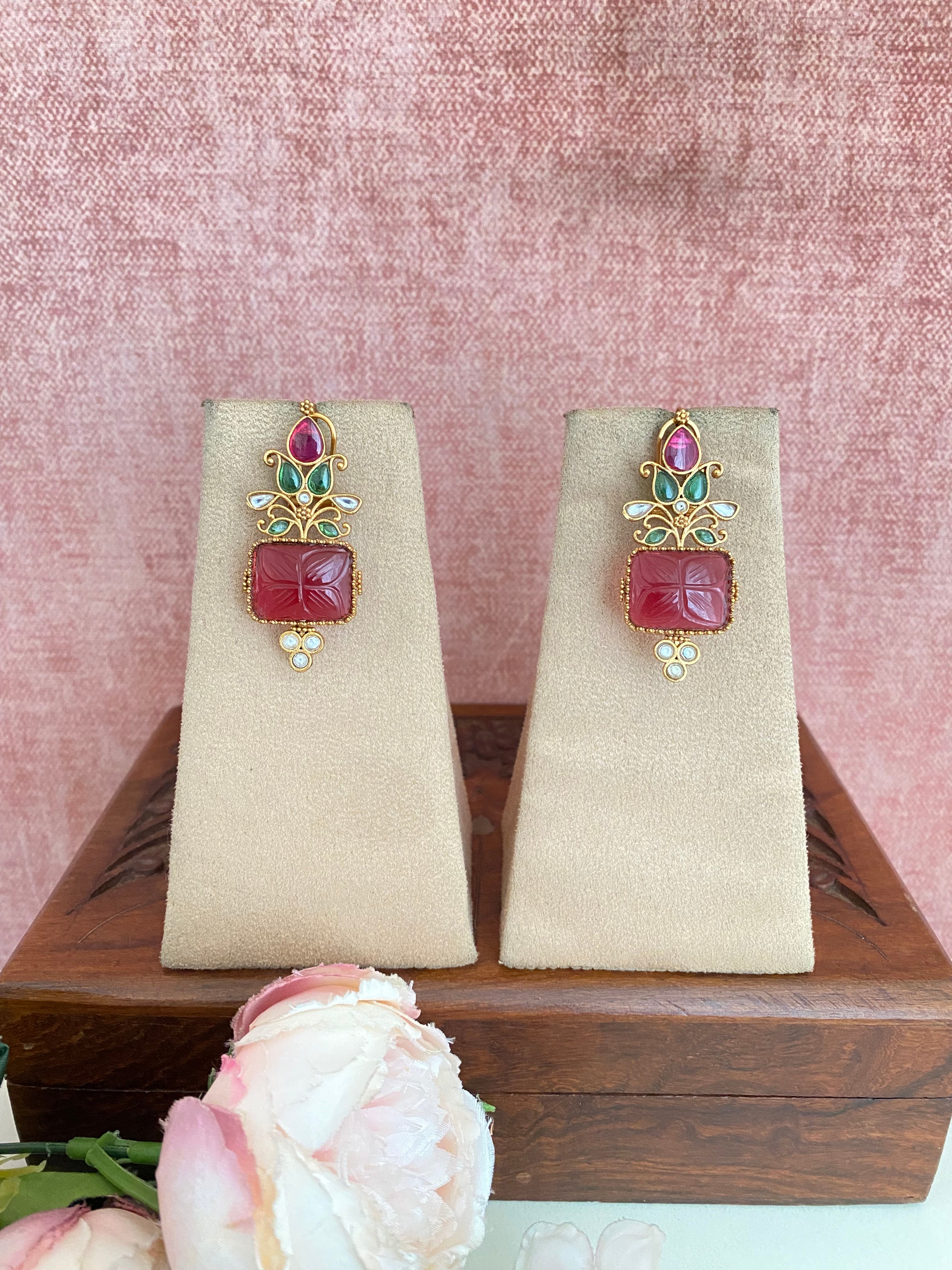 Moissanite Red Earrings