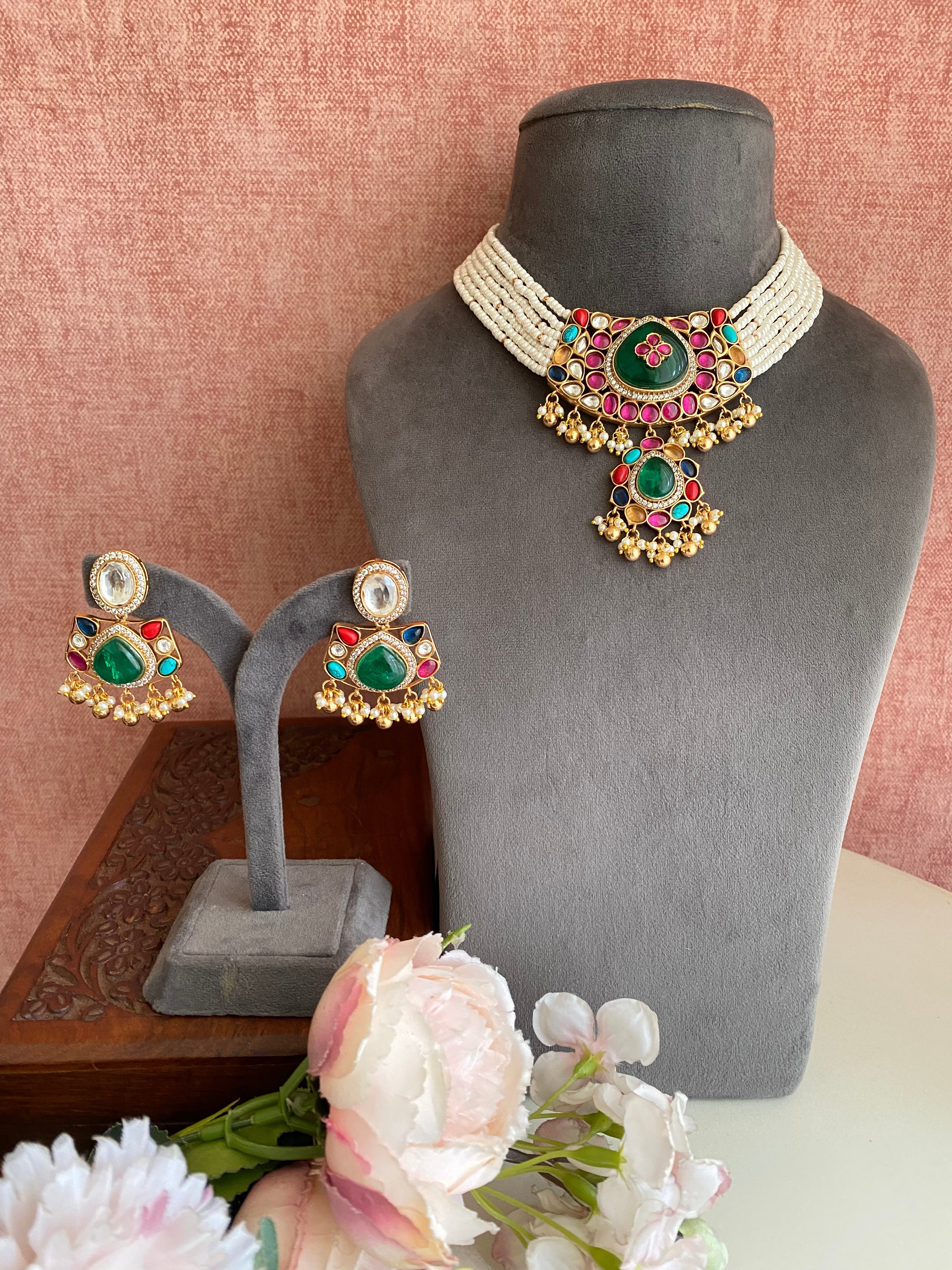 Multi Color Moissanite Necklace set