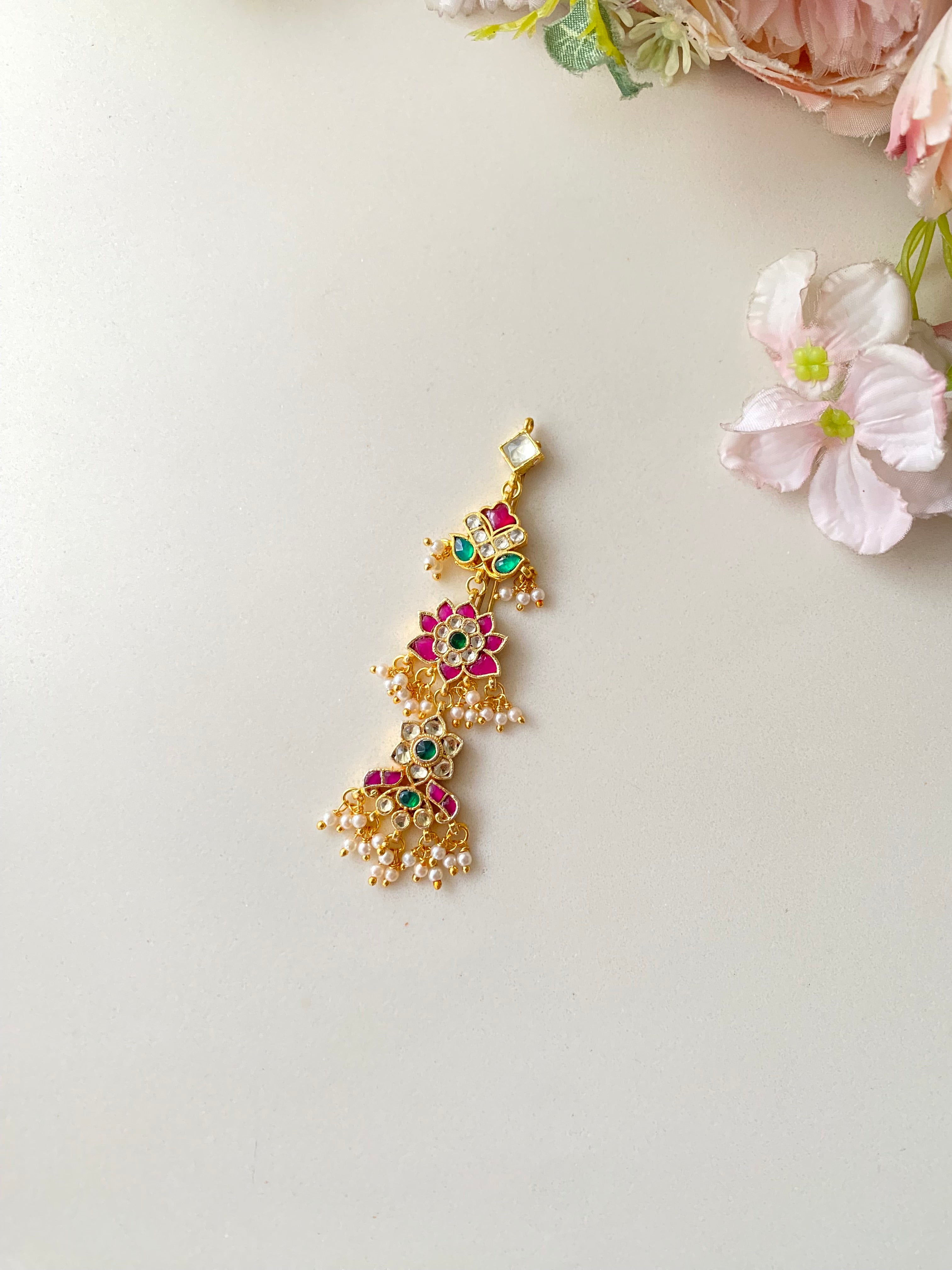 Gold Plated Kundan braid pin