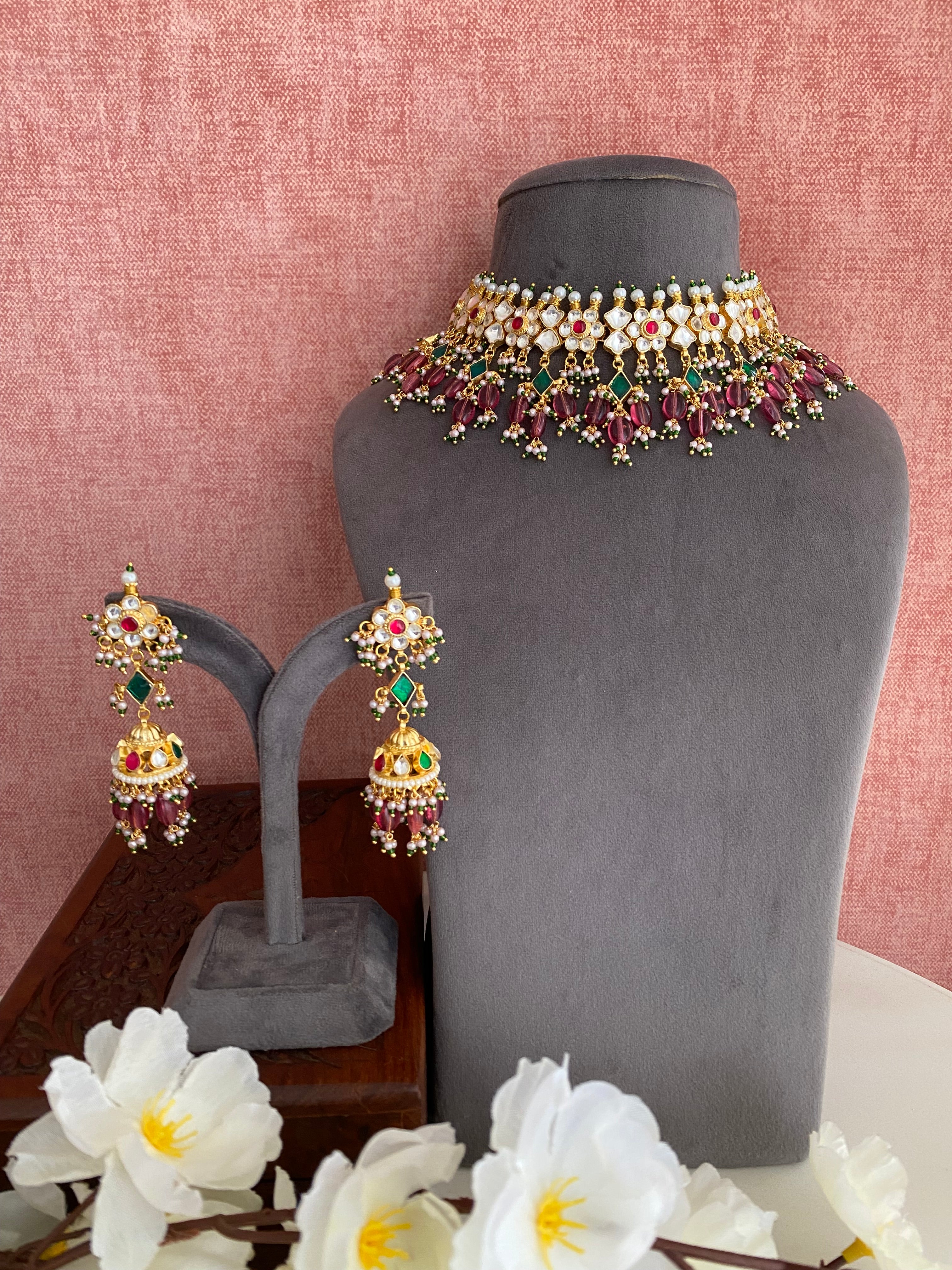 Gold plated Kundan Choker Set