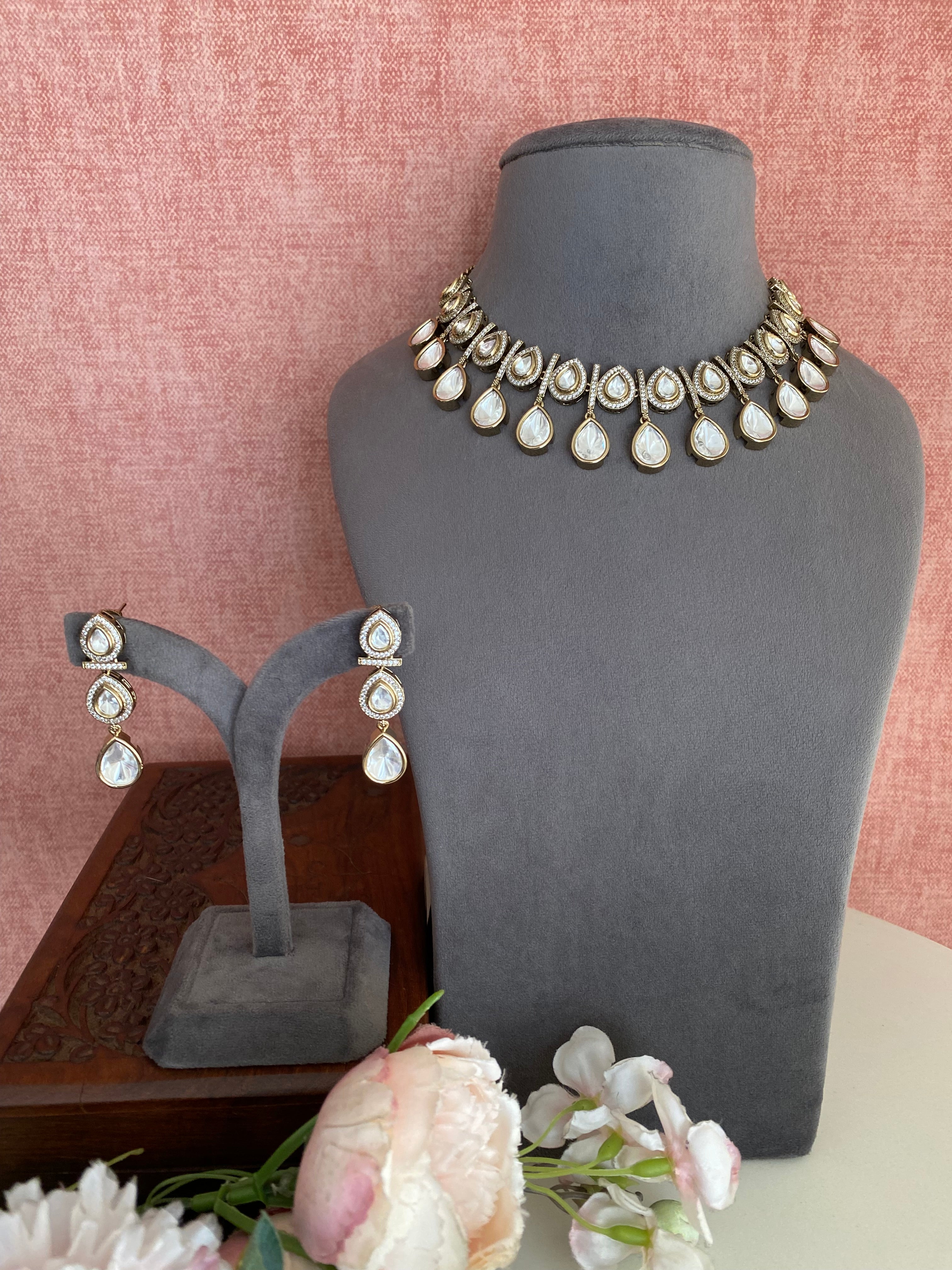 Moissanite Polki Necklace Set