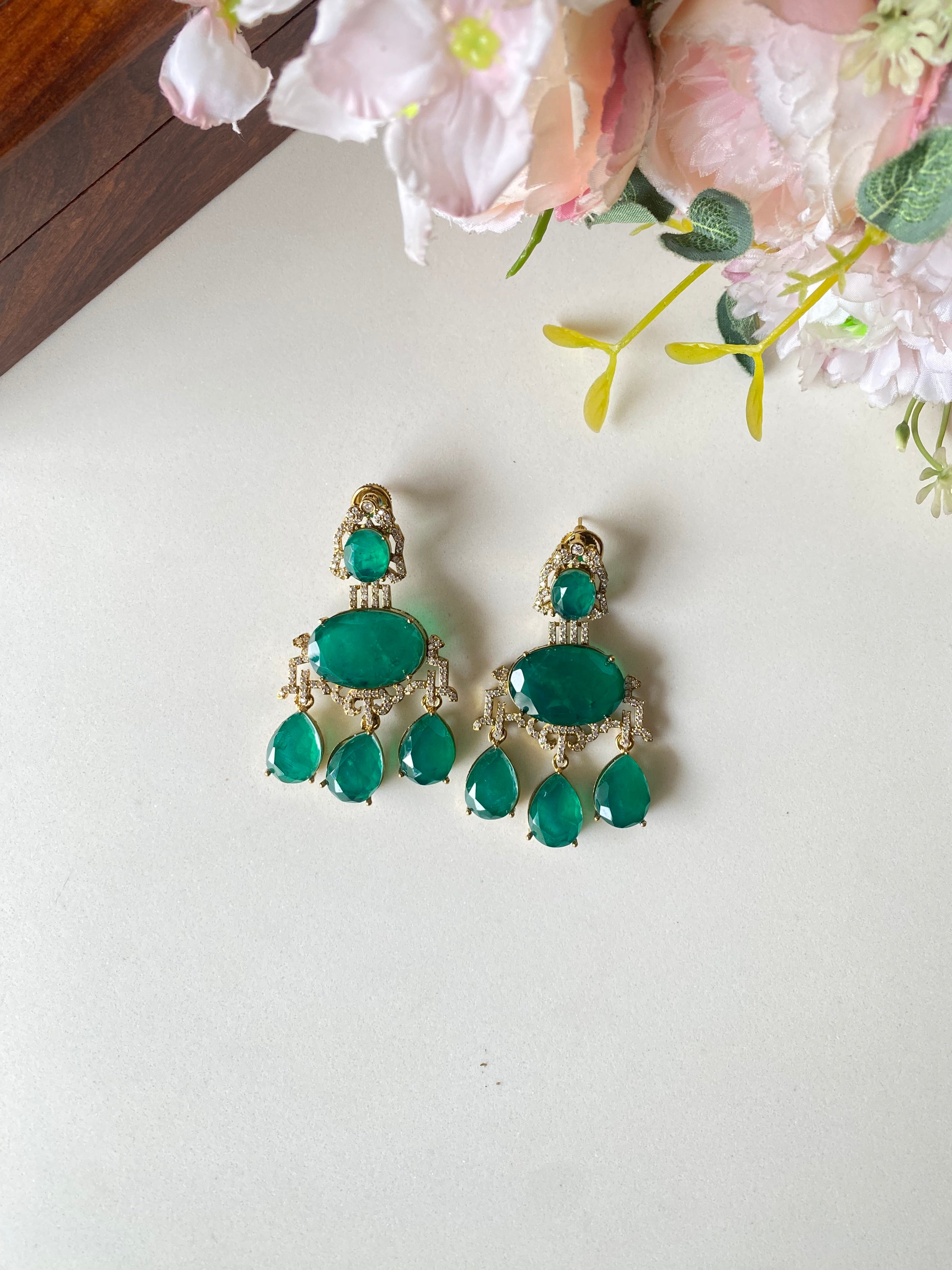 Diamond Green Earrings