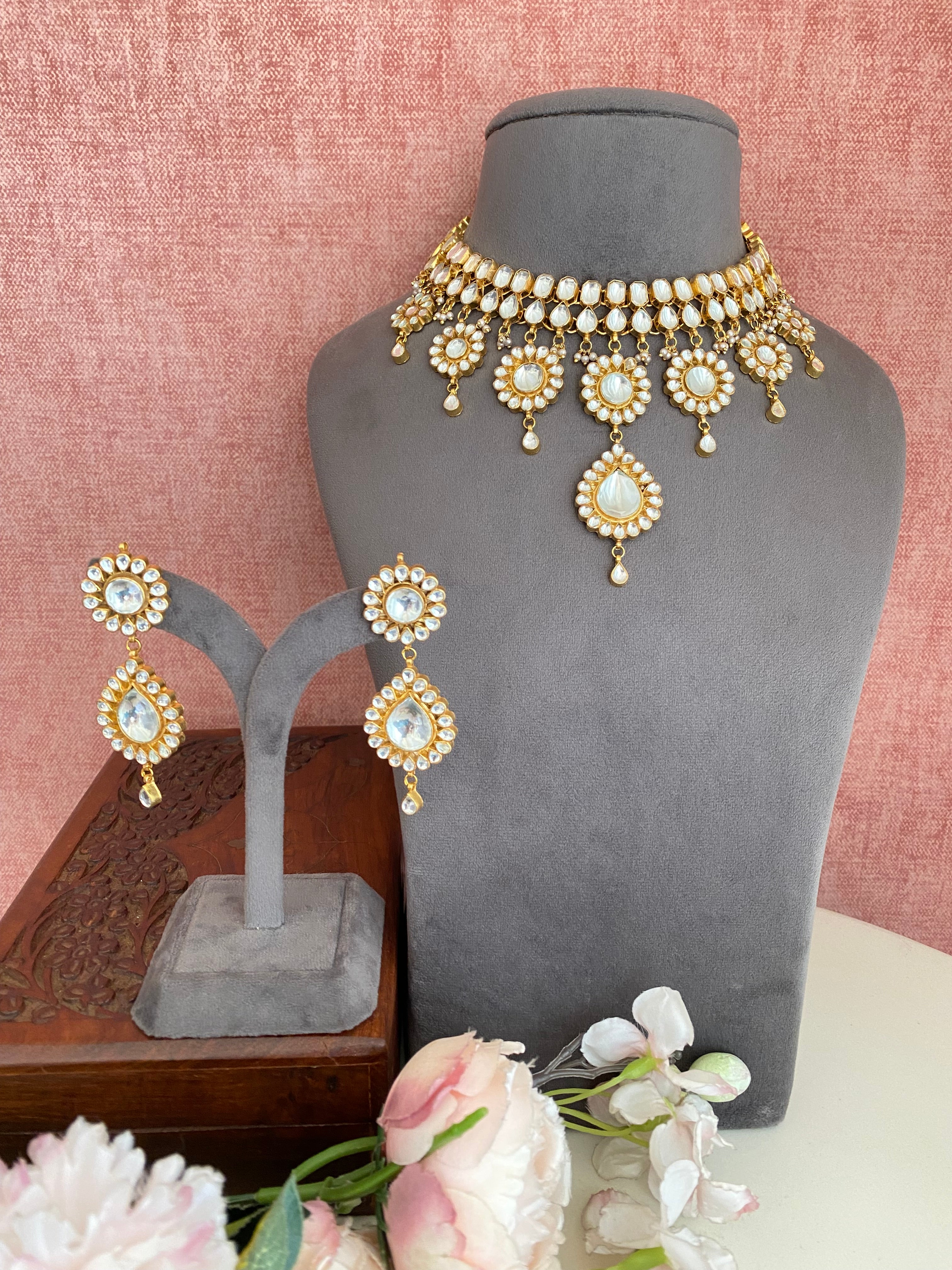Gold Plated Kundan Necklace Set
