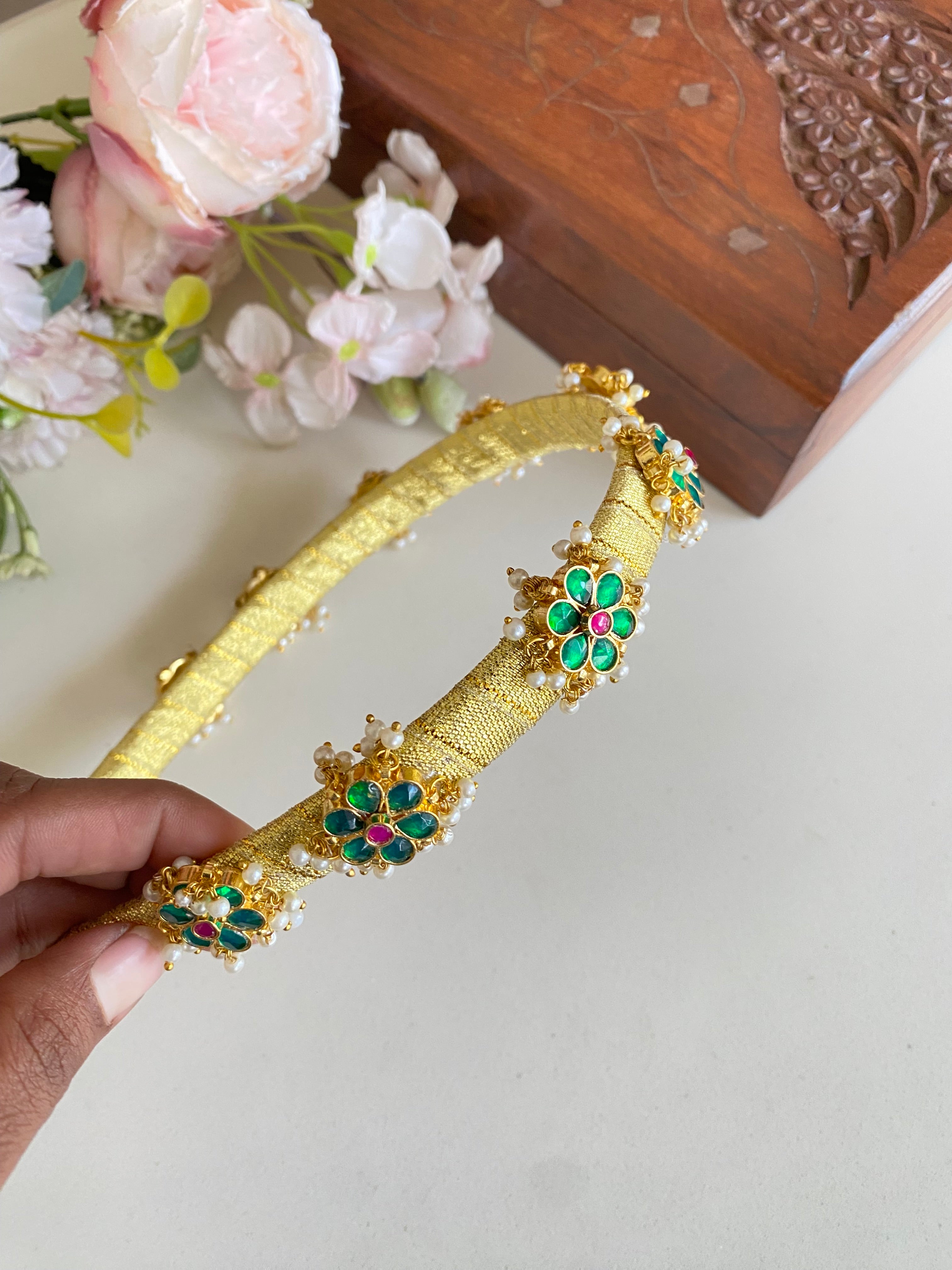 Gold Plated Kundan Hairband
