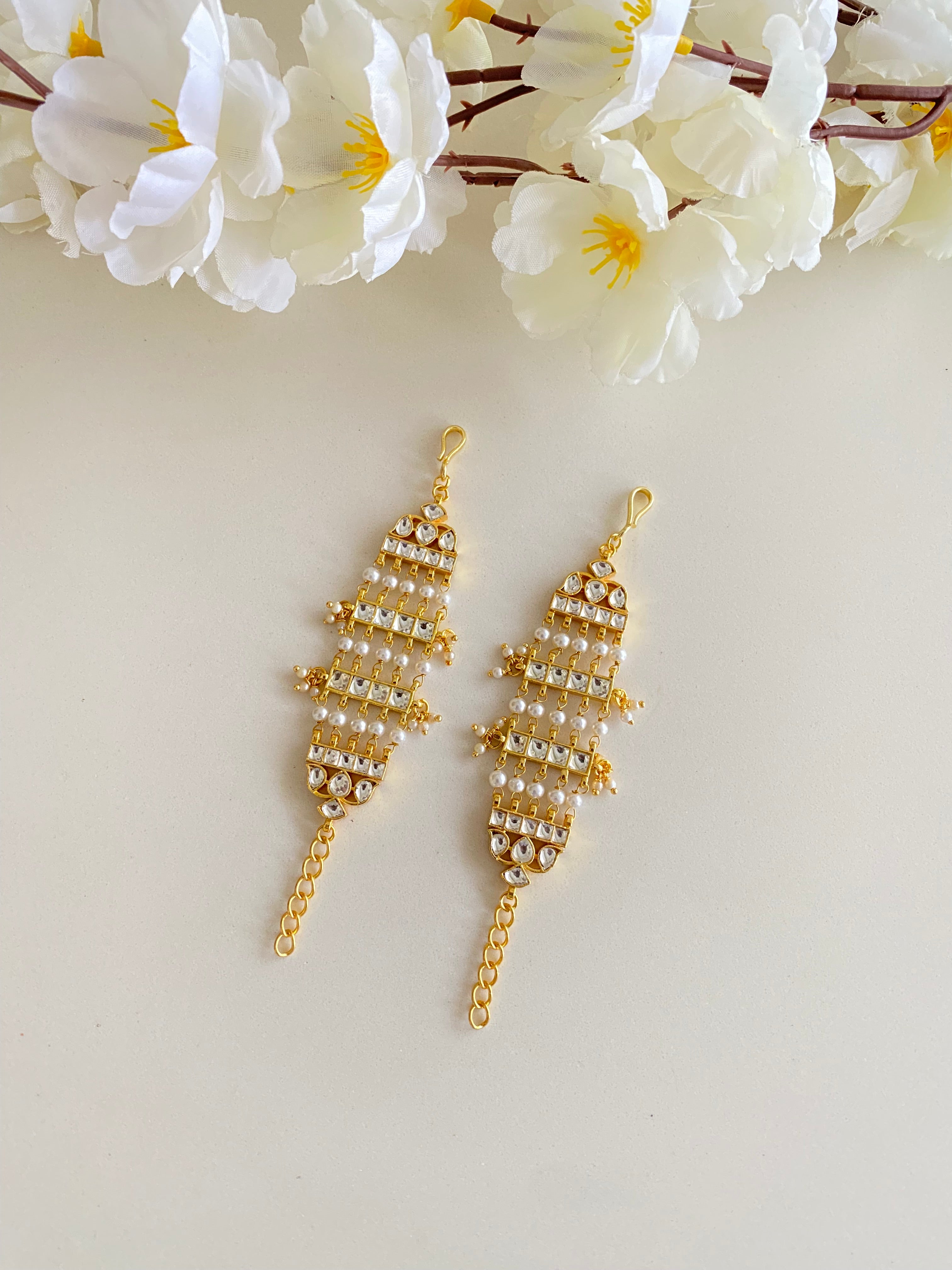 Gold plated Kundan Ear Chain