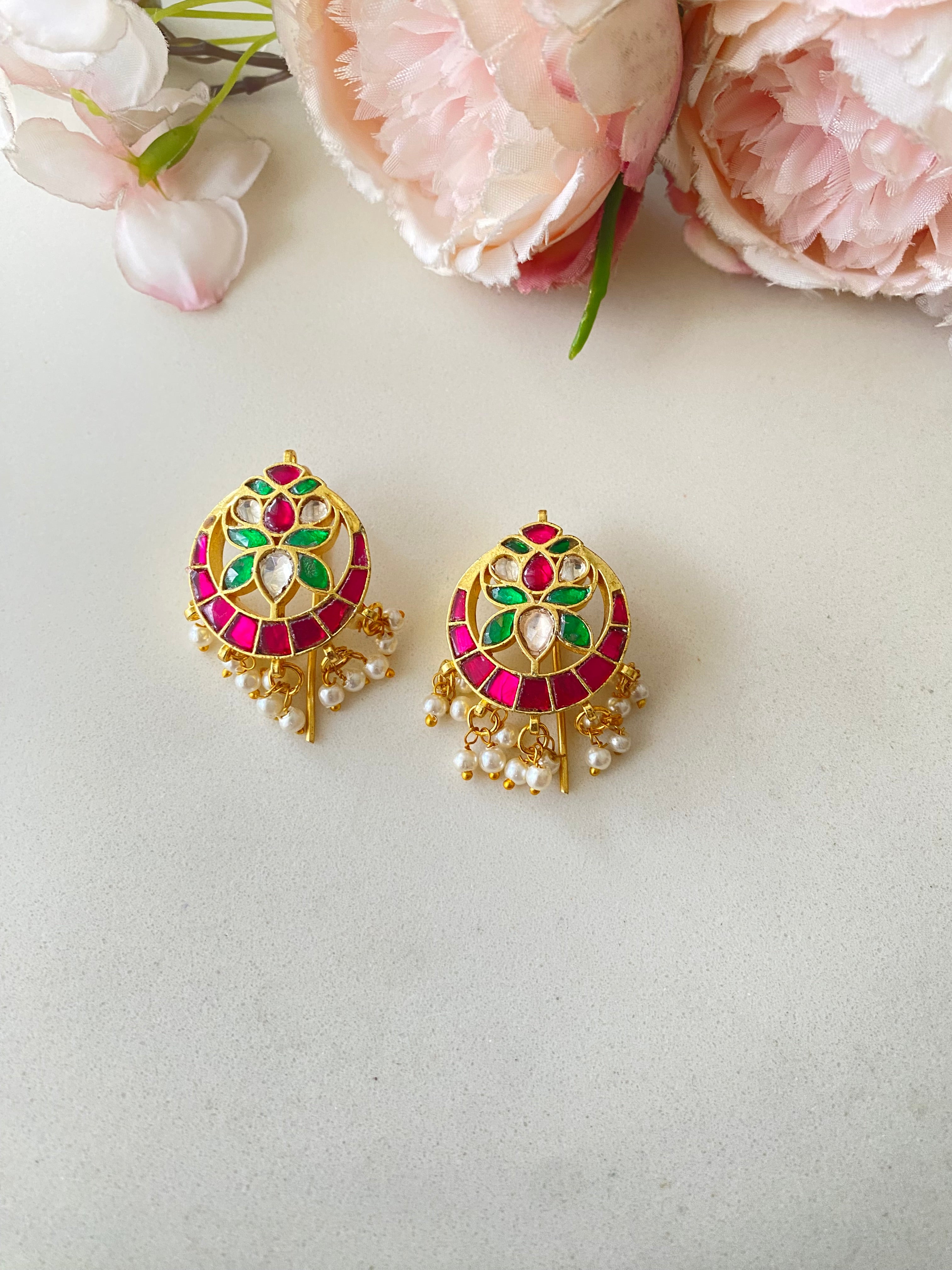 Gold Plated Kundan braid Pin