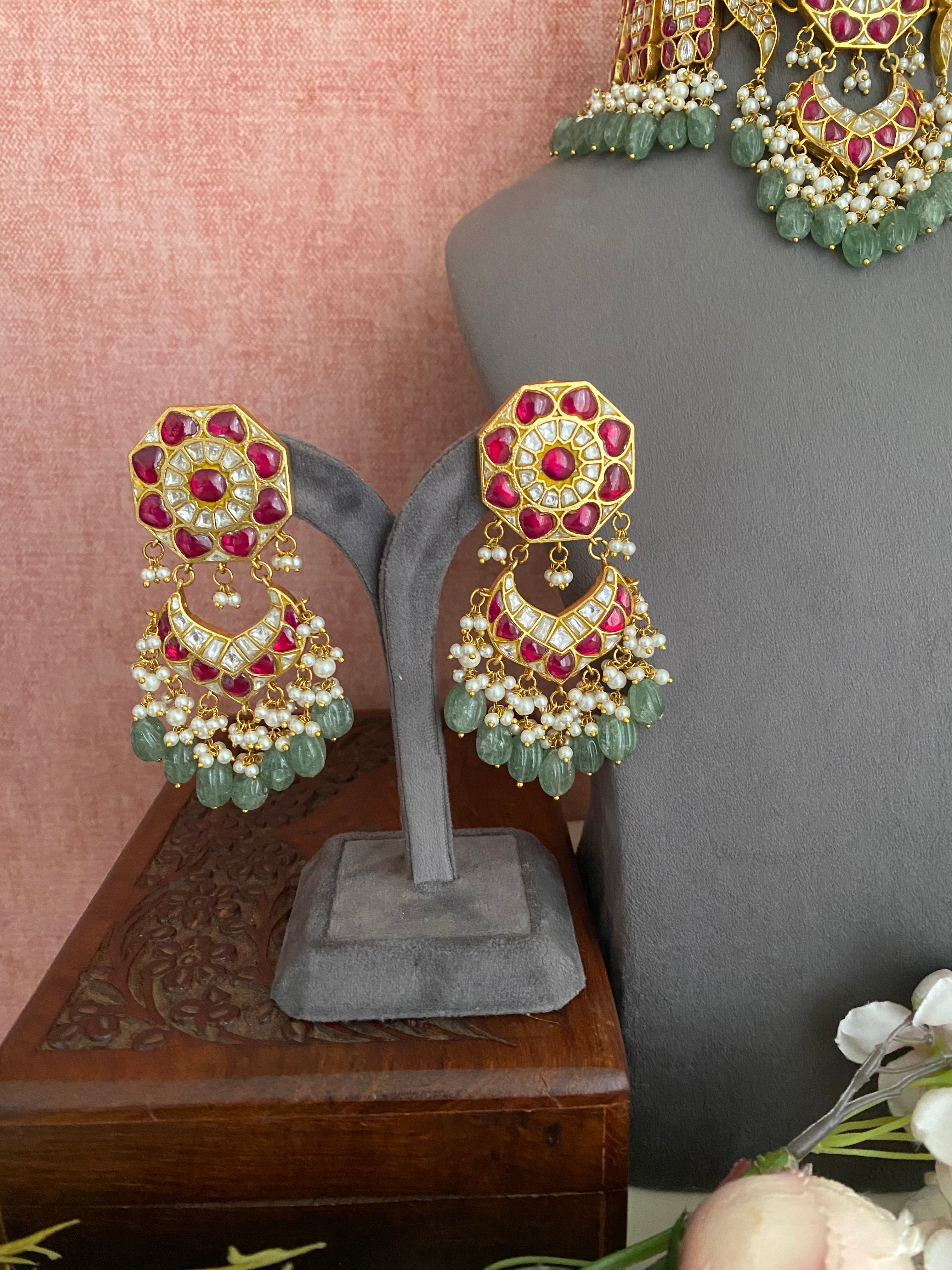 Gold Plated Pink kundan Choker set