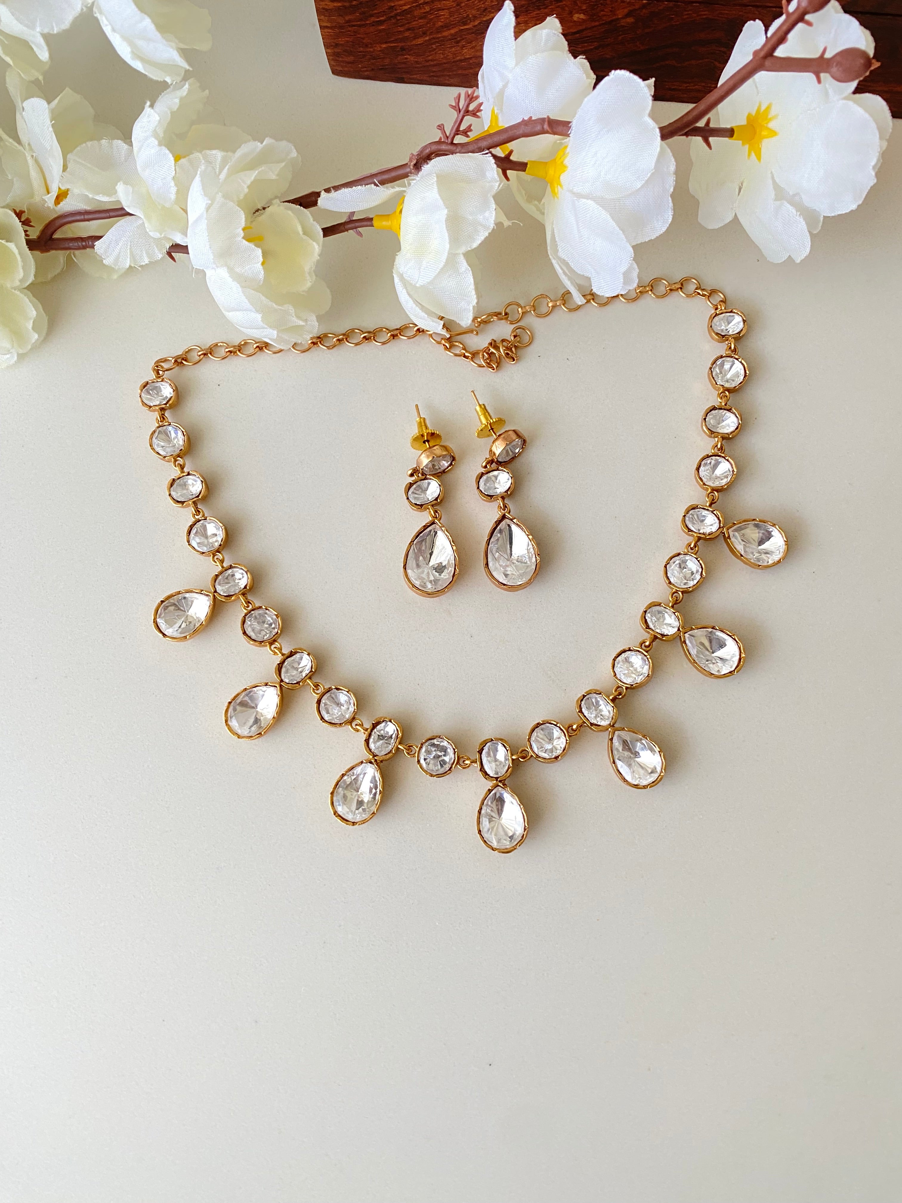 Gold plated Moissanite Choker set