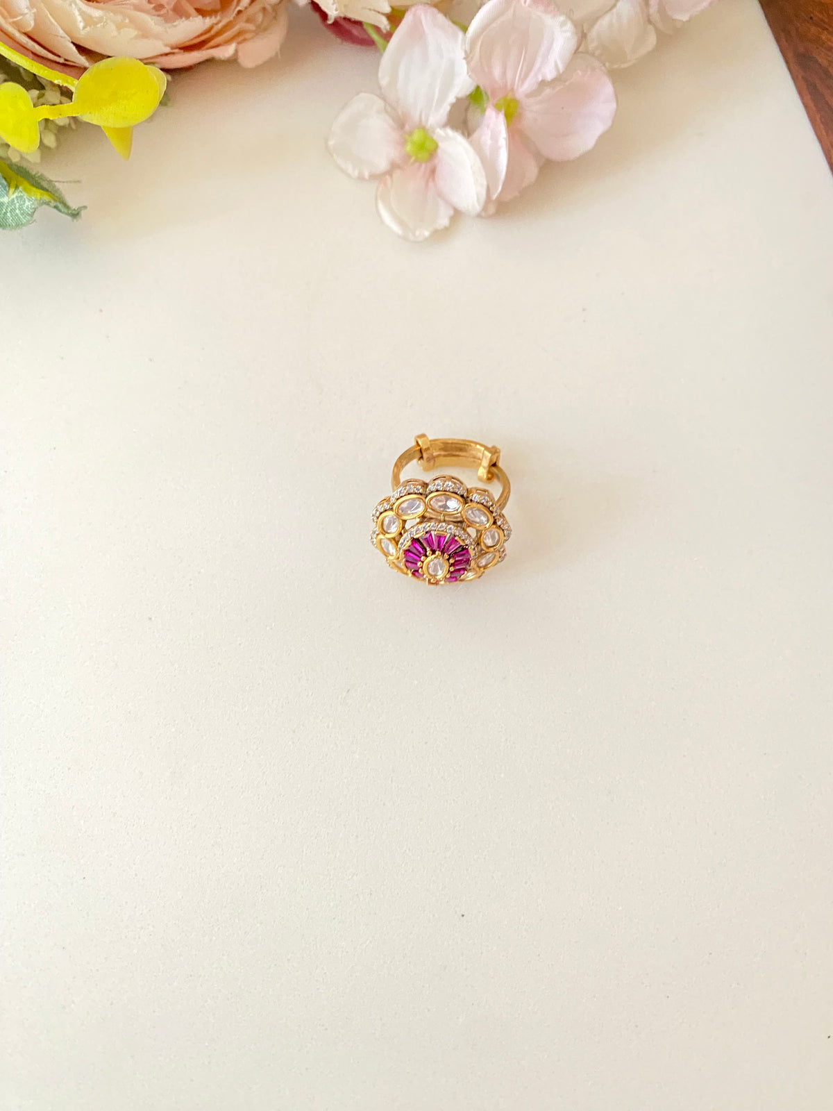 Gold plated Moissanite pink Ring