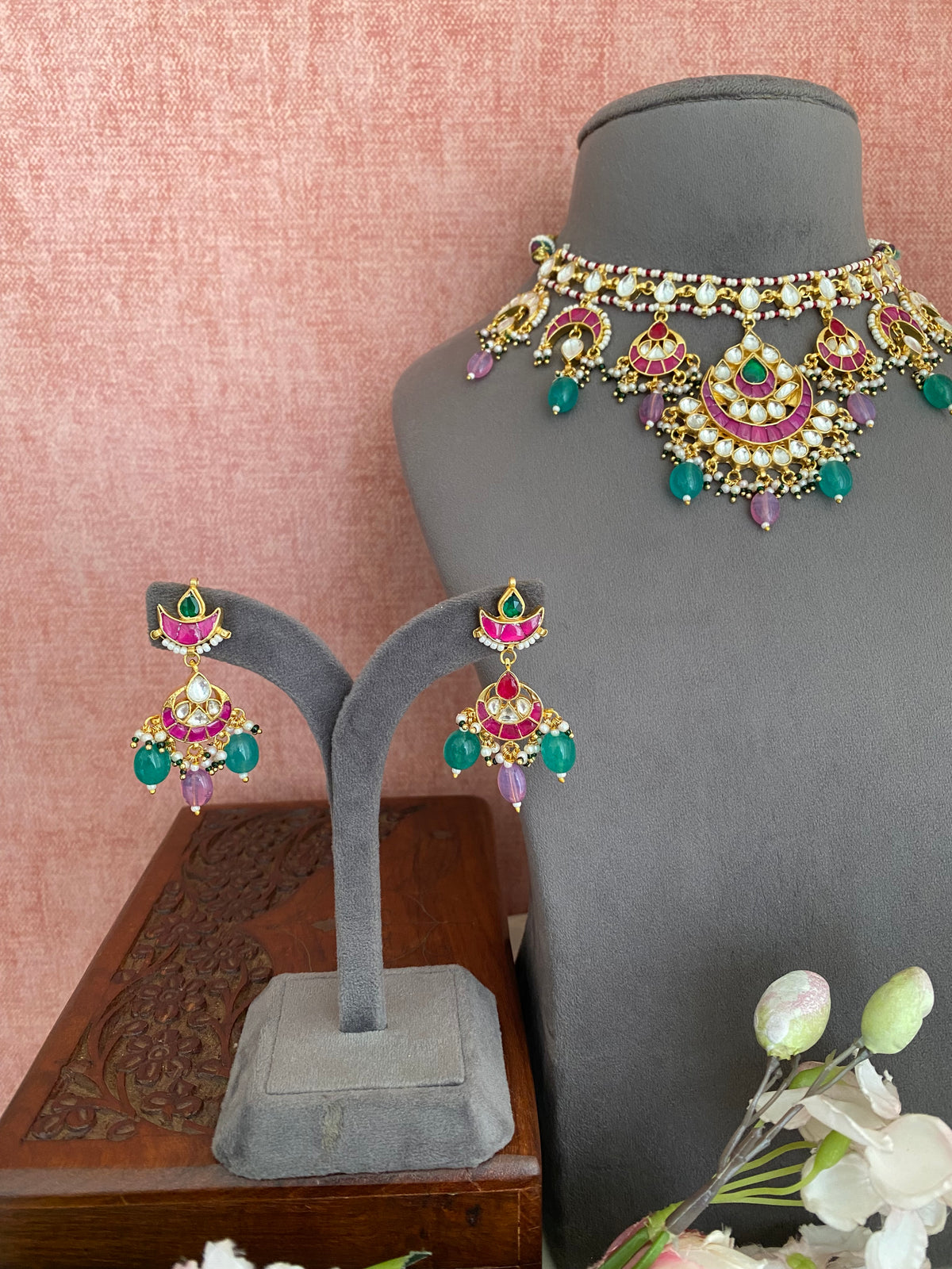 Gold Plated Kundan Necklace Set