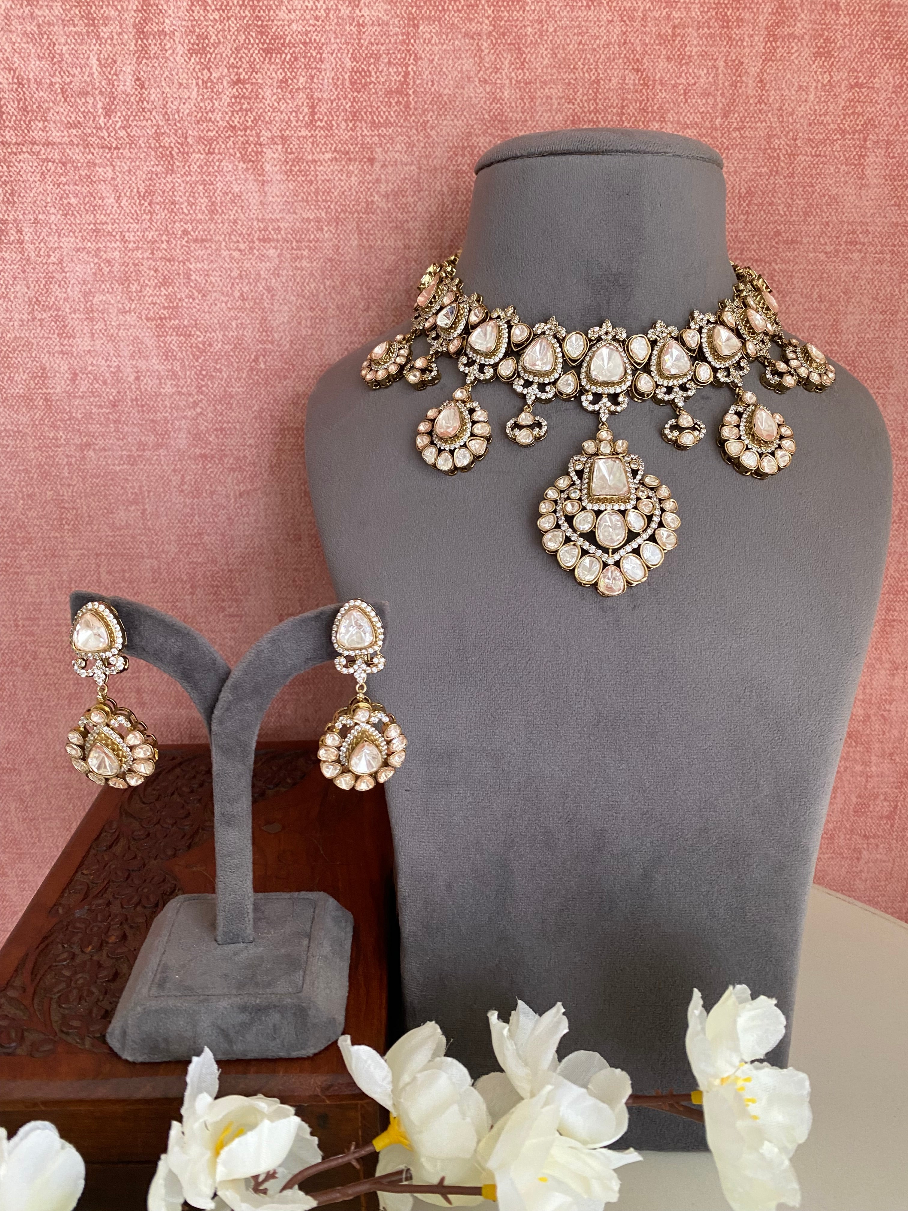 Victorian Finish Moissanite Necklace Set