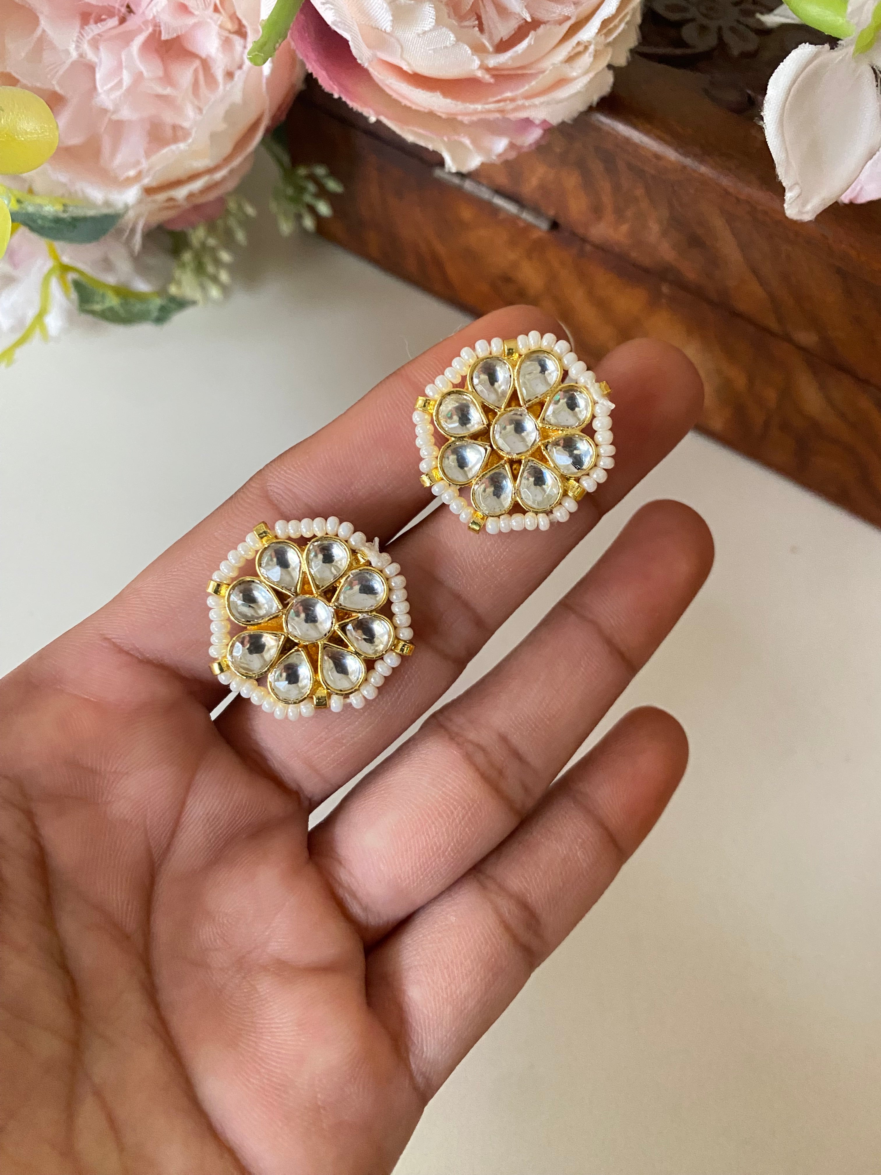 Gold Plated Kundan Studs