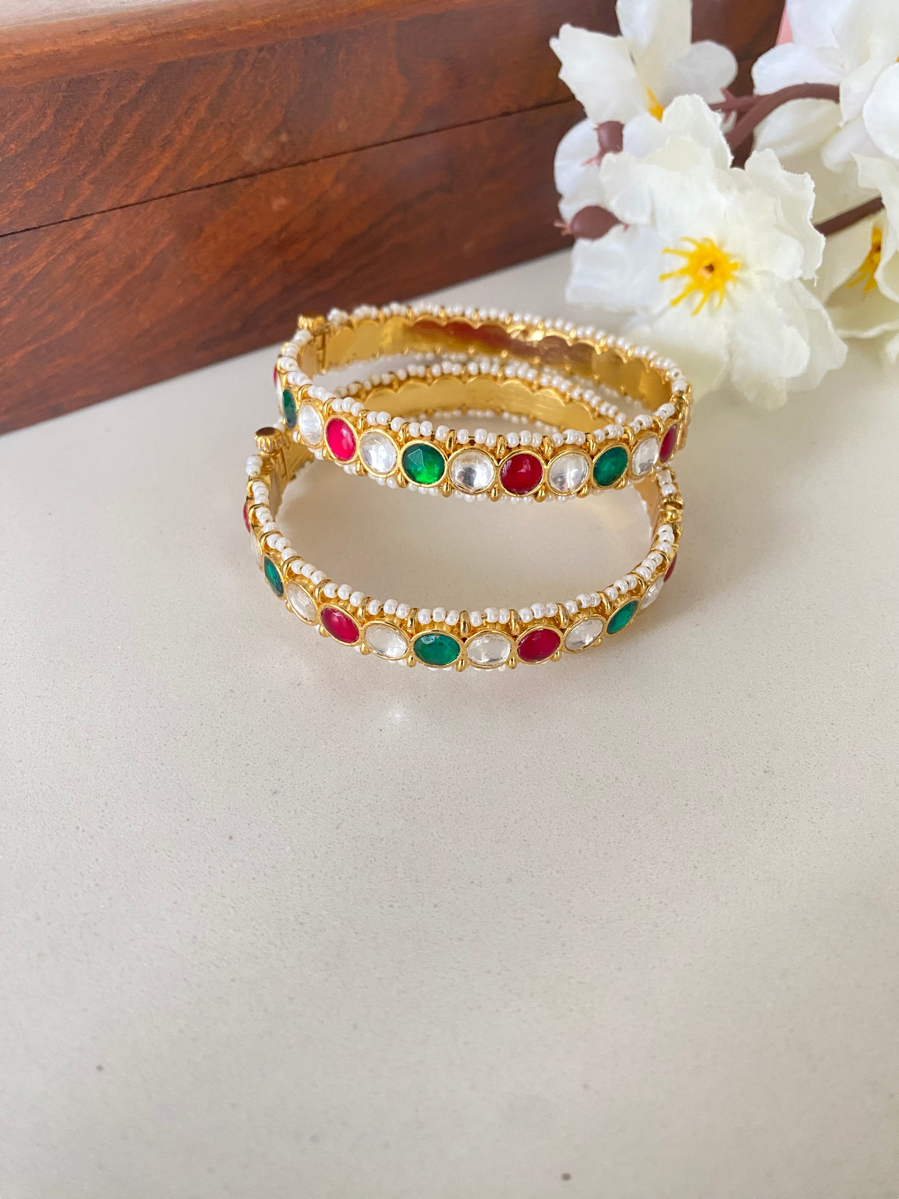 Gold plated Kundan Multi Bangle