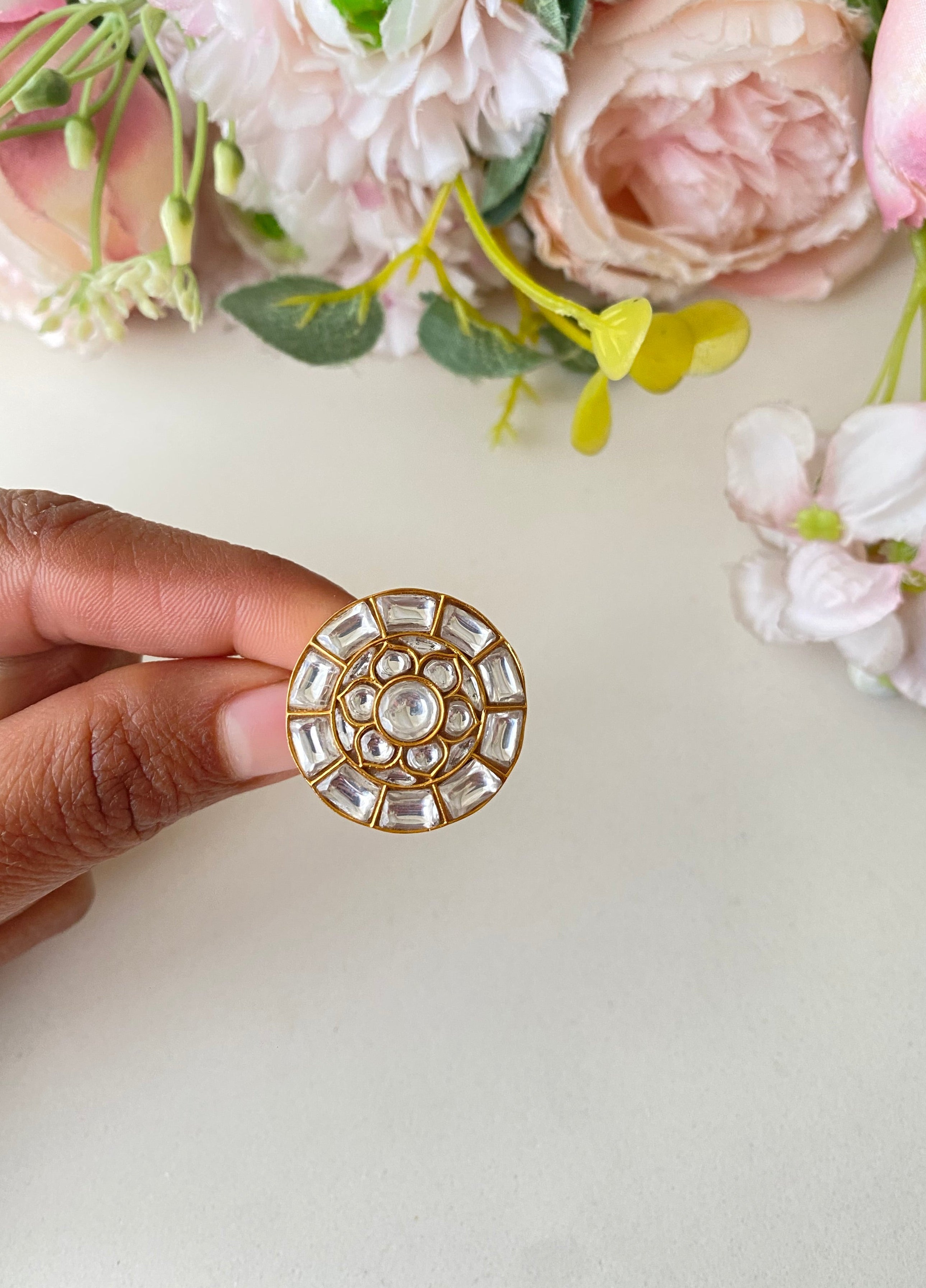 Gold plated Kundan Ring