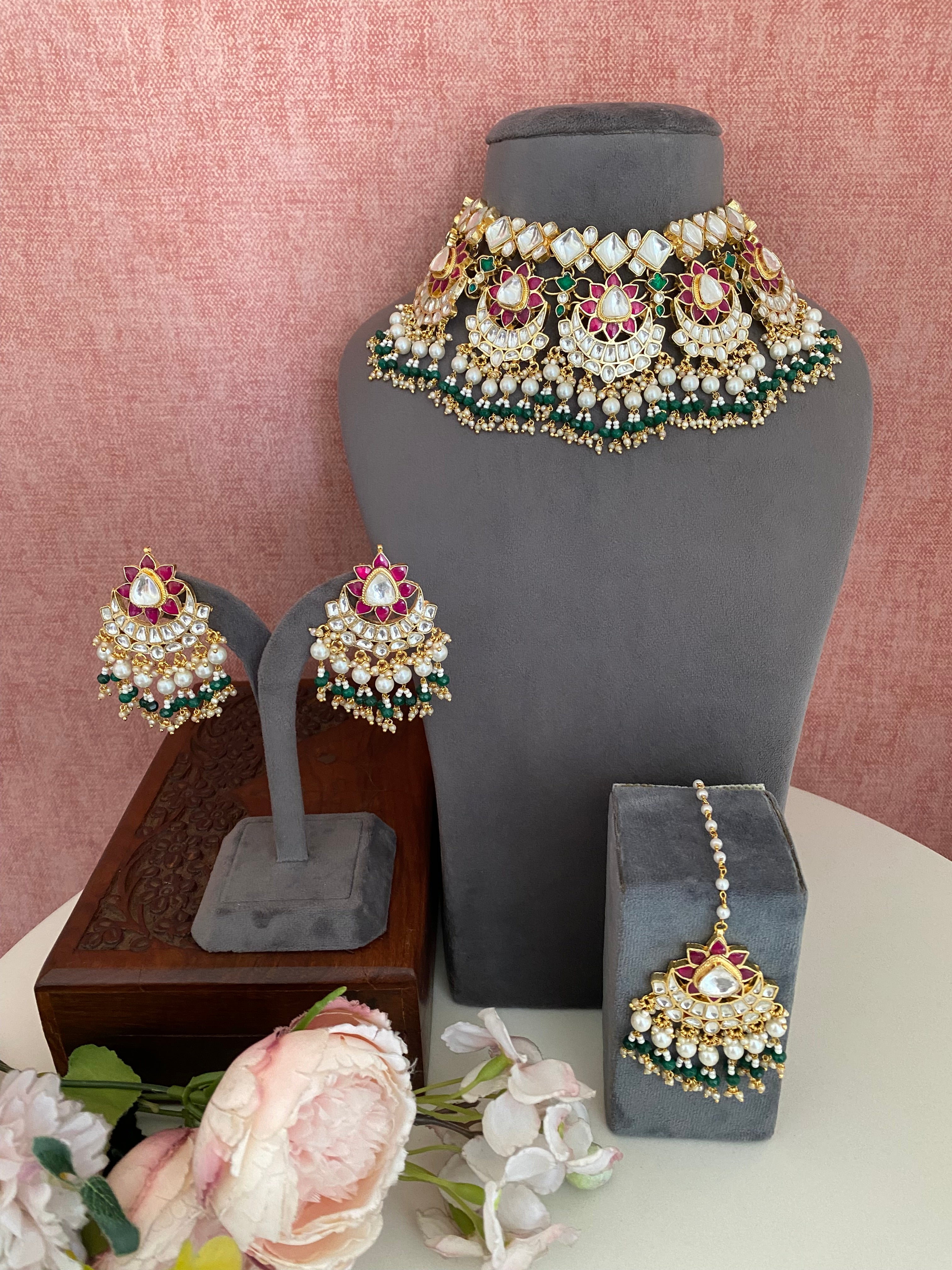 Kundan Multi color Bridal Necklace Set