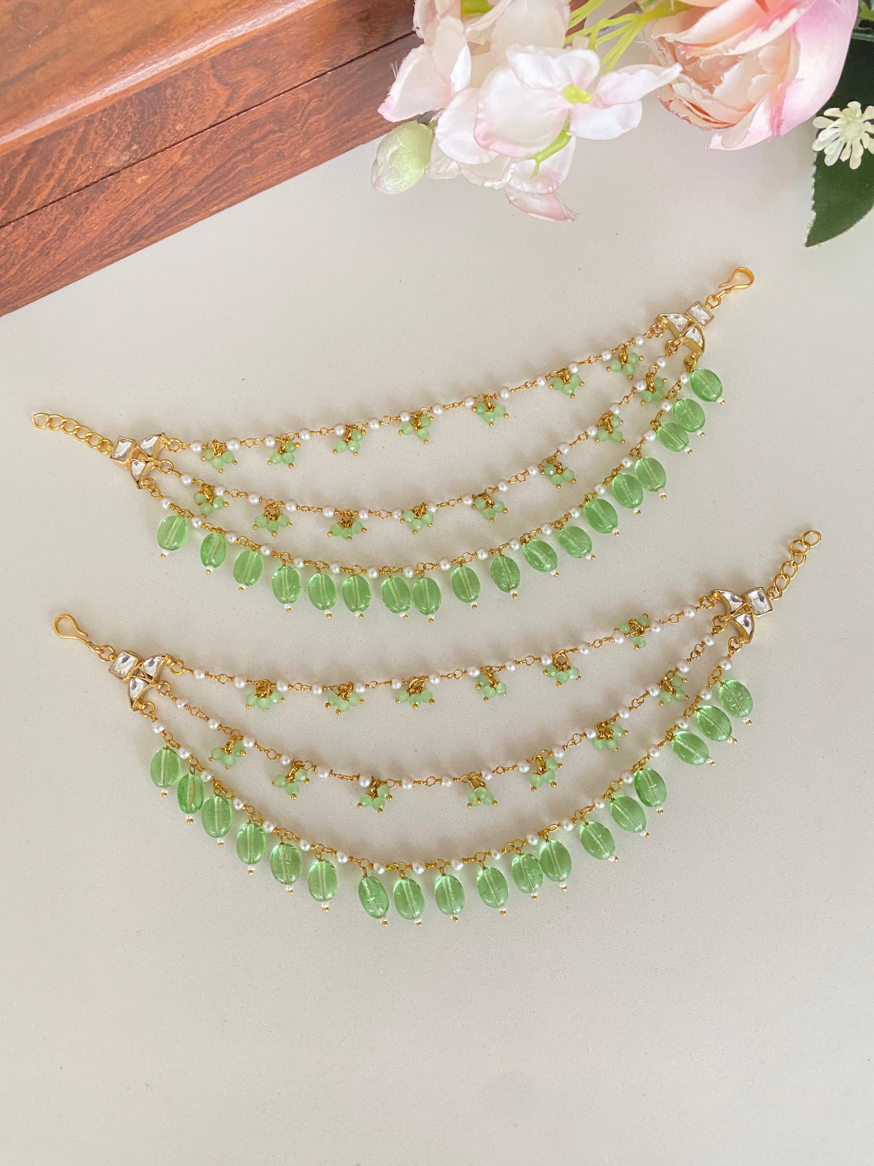 Ear Chain with Mint drops