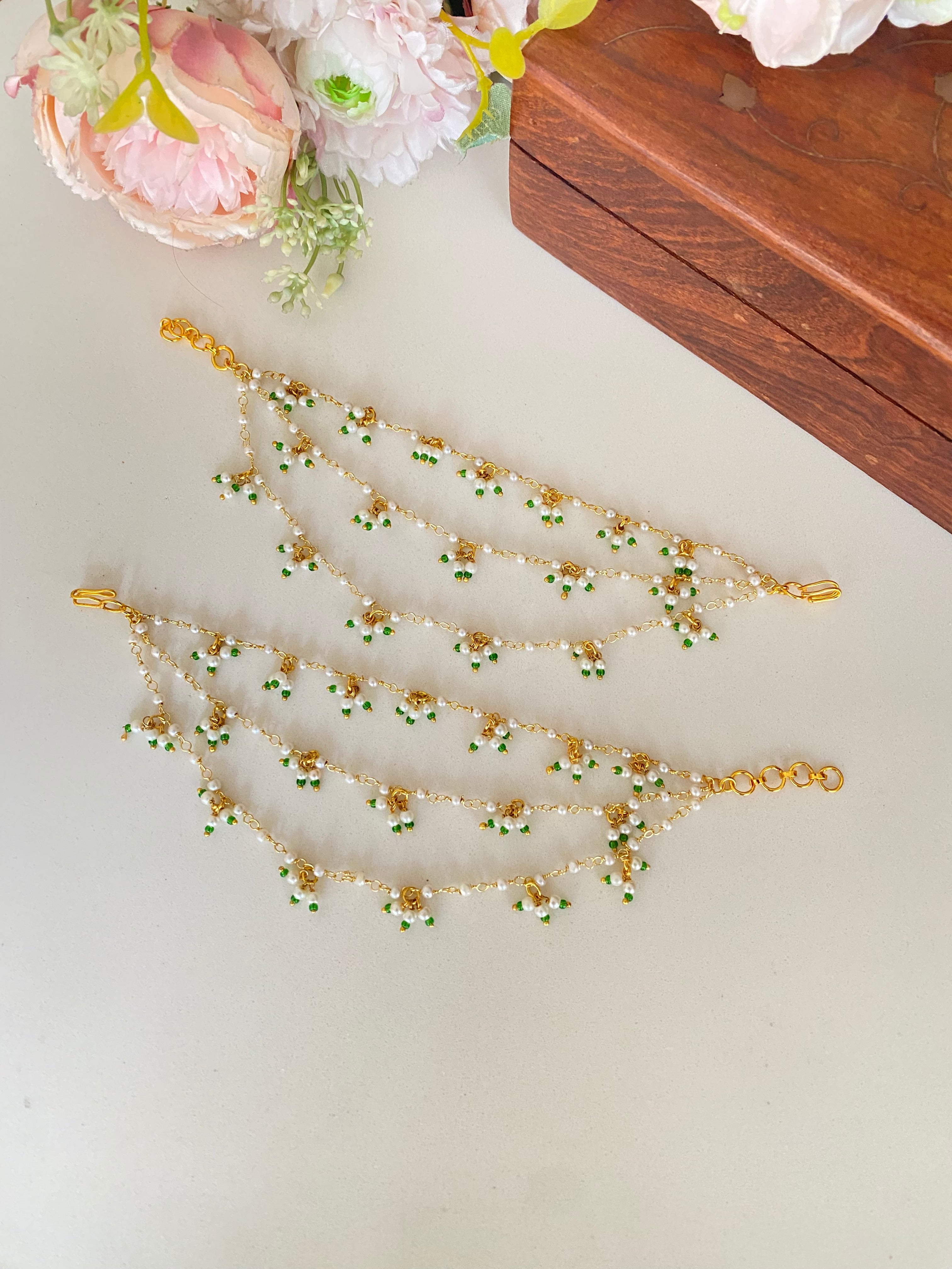 Gold plated Pearl ear chain