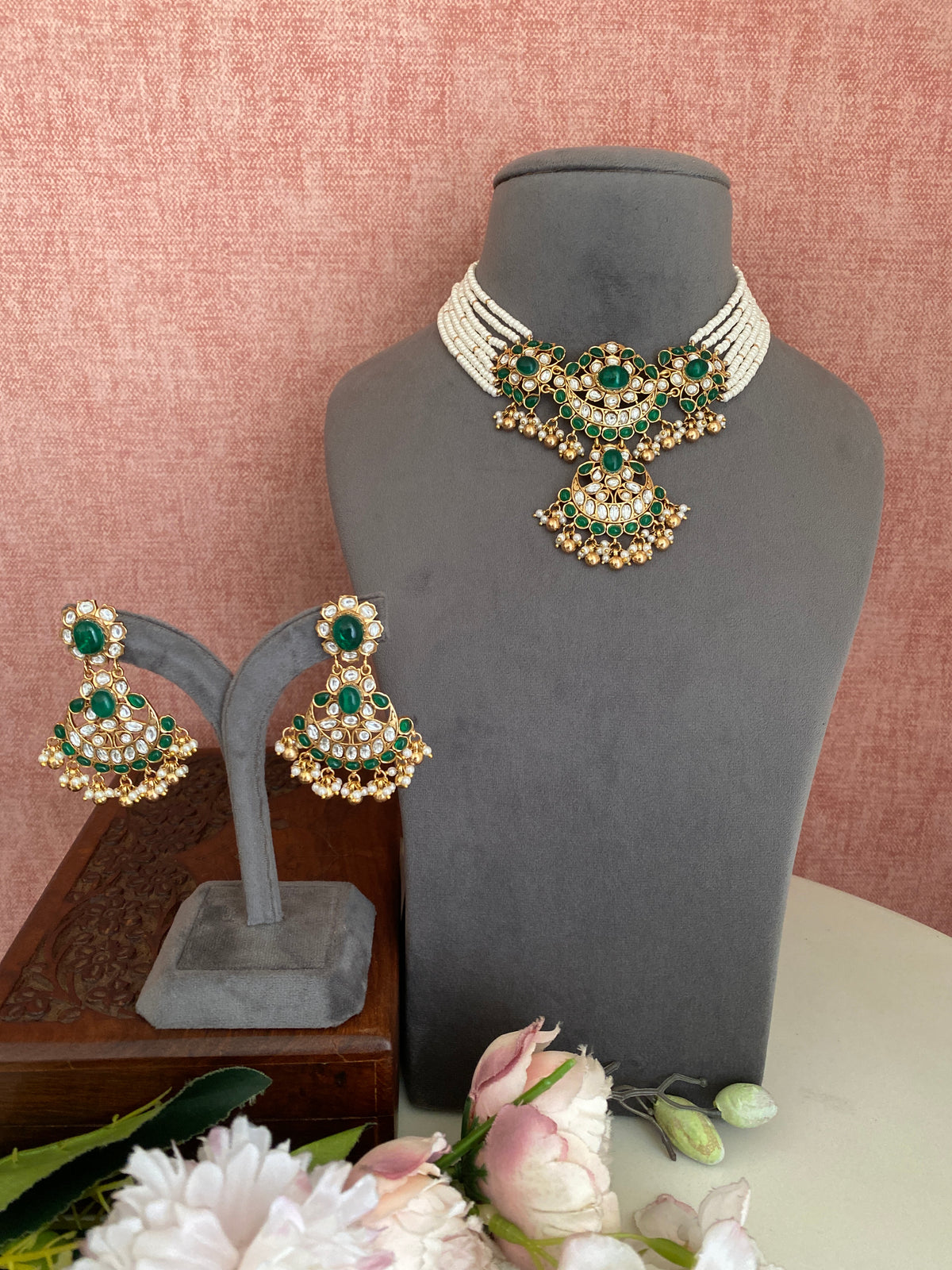 Moissanite Polki Necklace Set