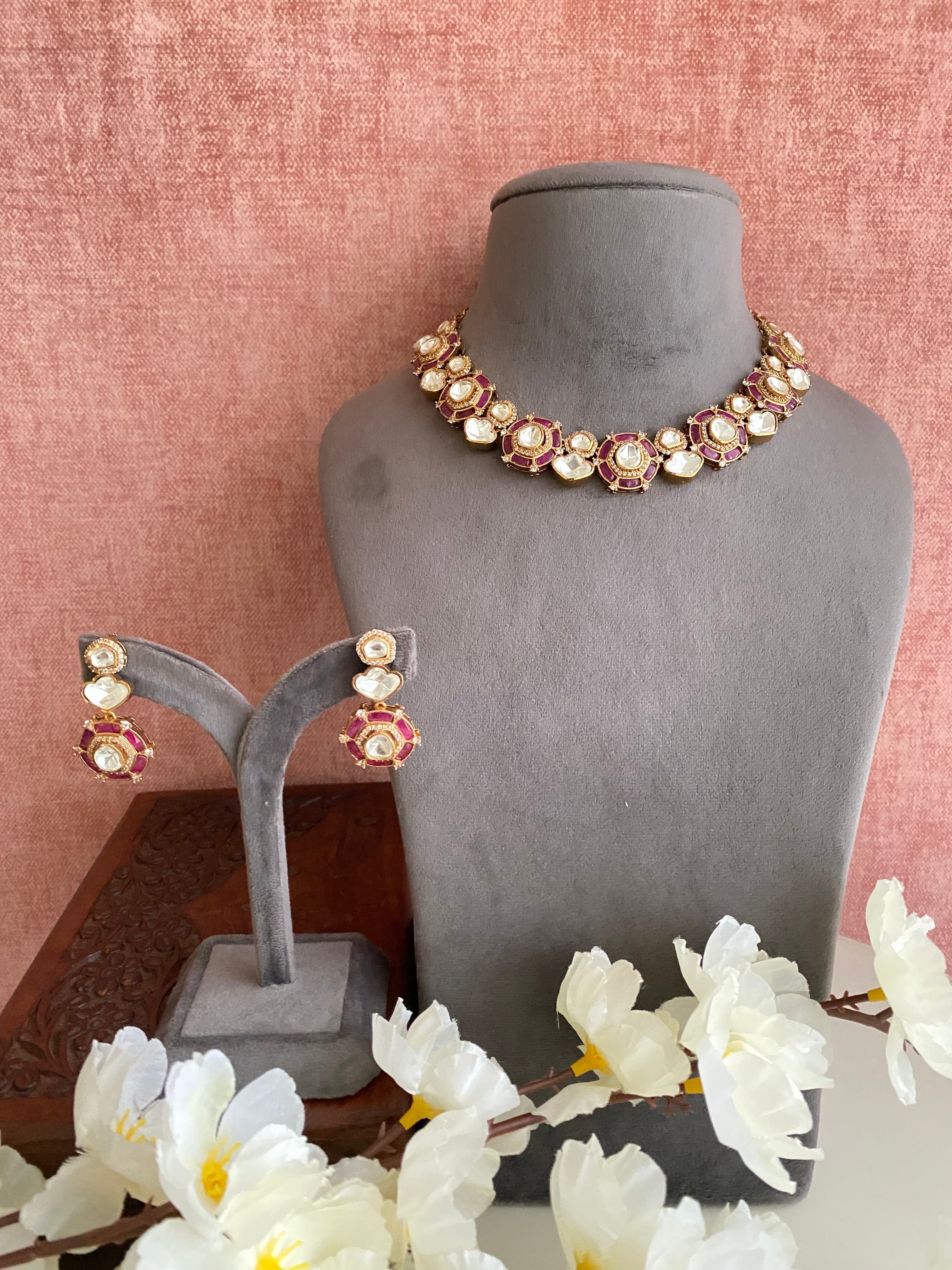 Gold plated Moissanite Choker set