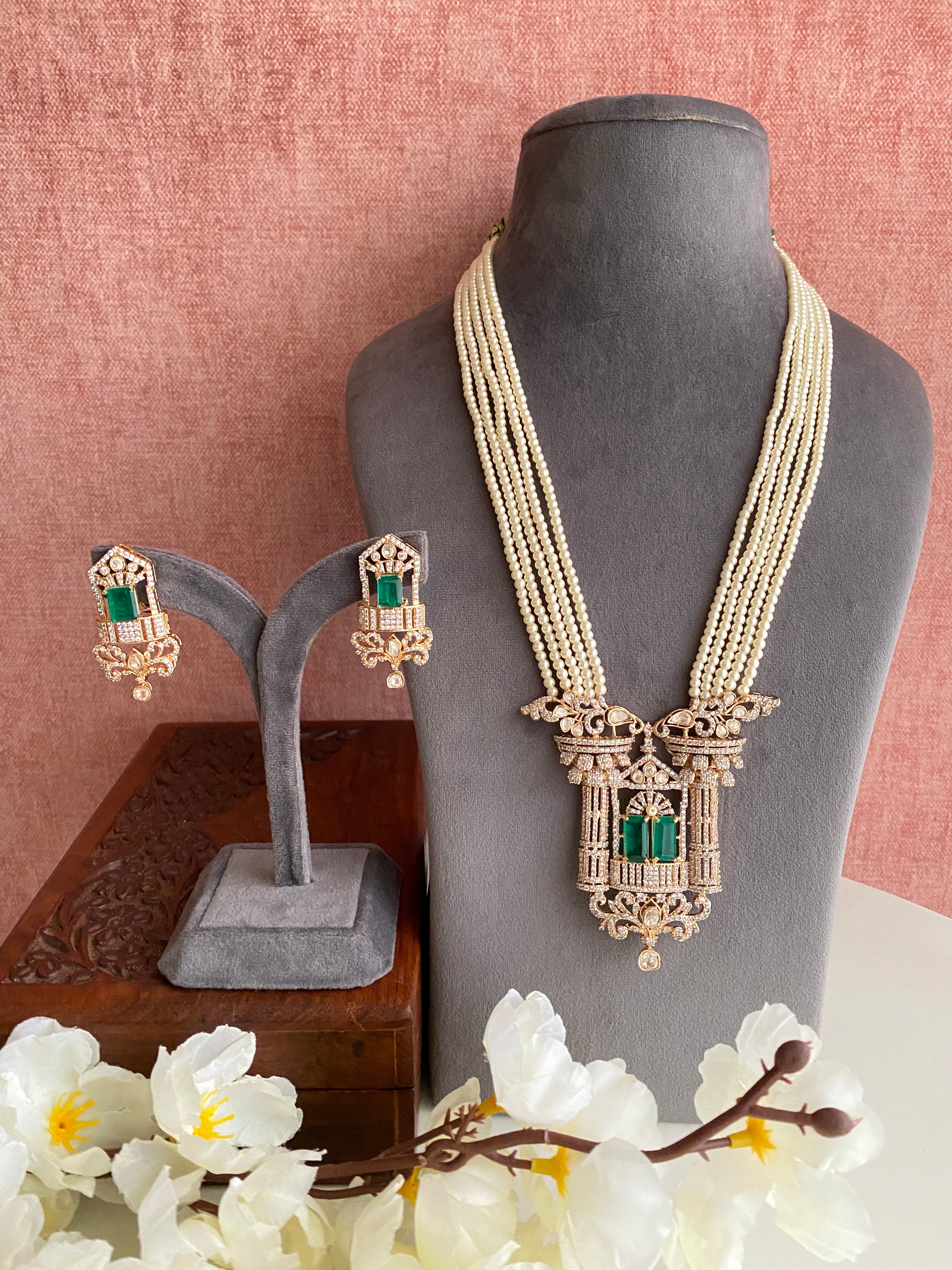 Gold plated Moissanite Necklace Set