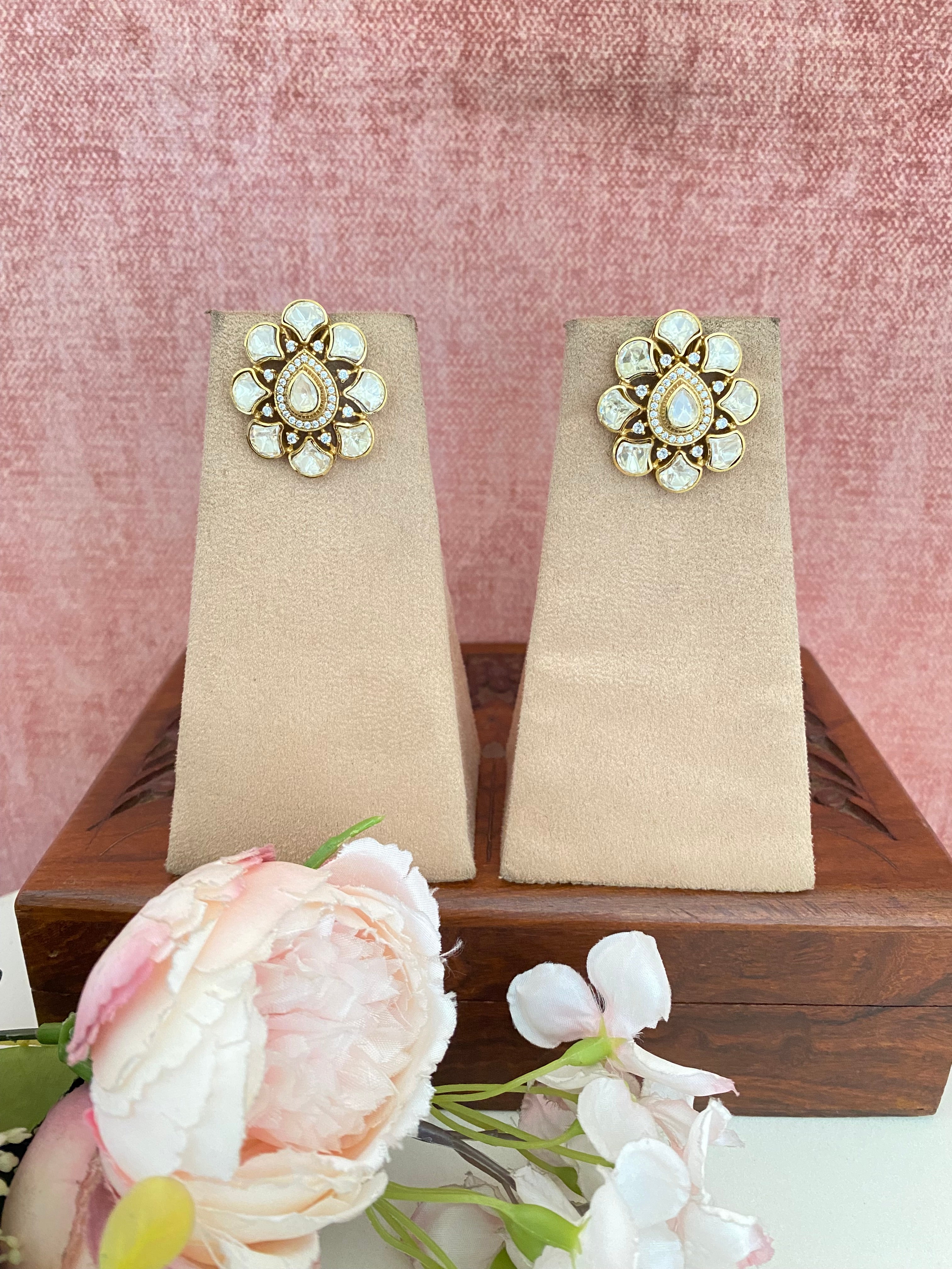 Gold plated Moissanite studs