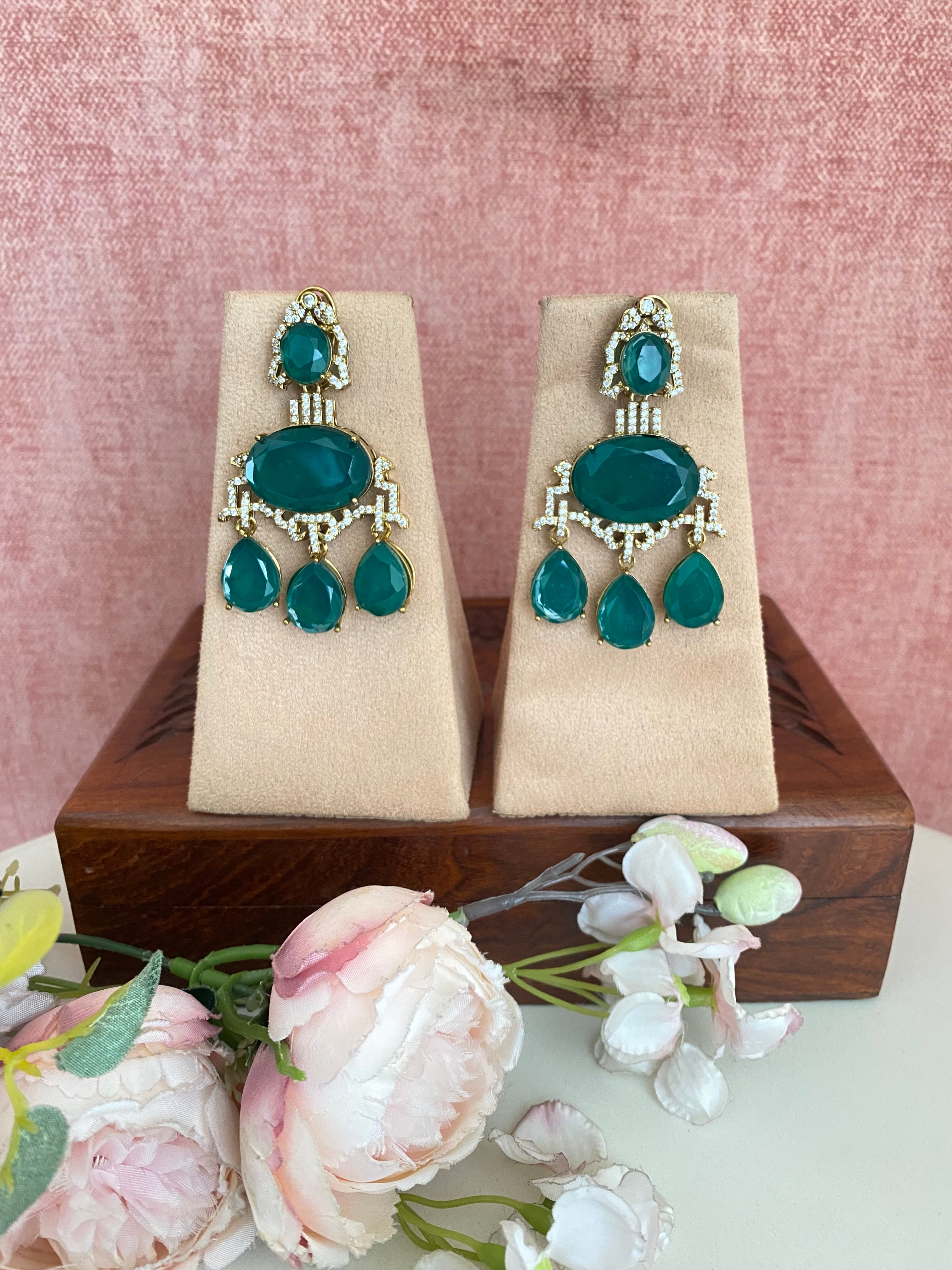 Diamond Green Earrings