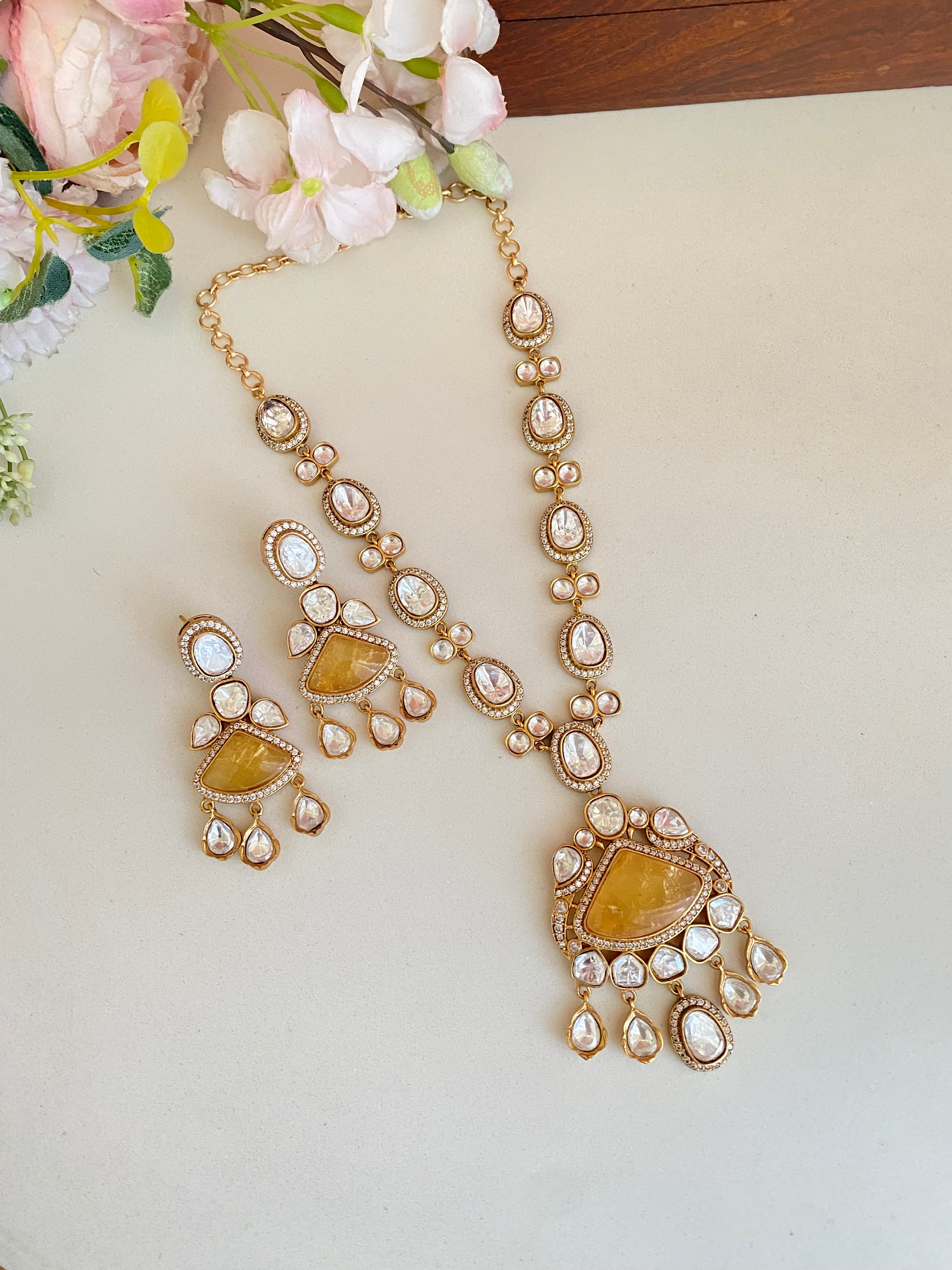 Gold plated Moissanite Necklace Set