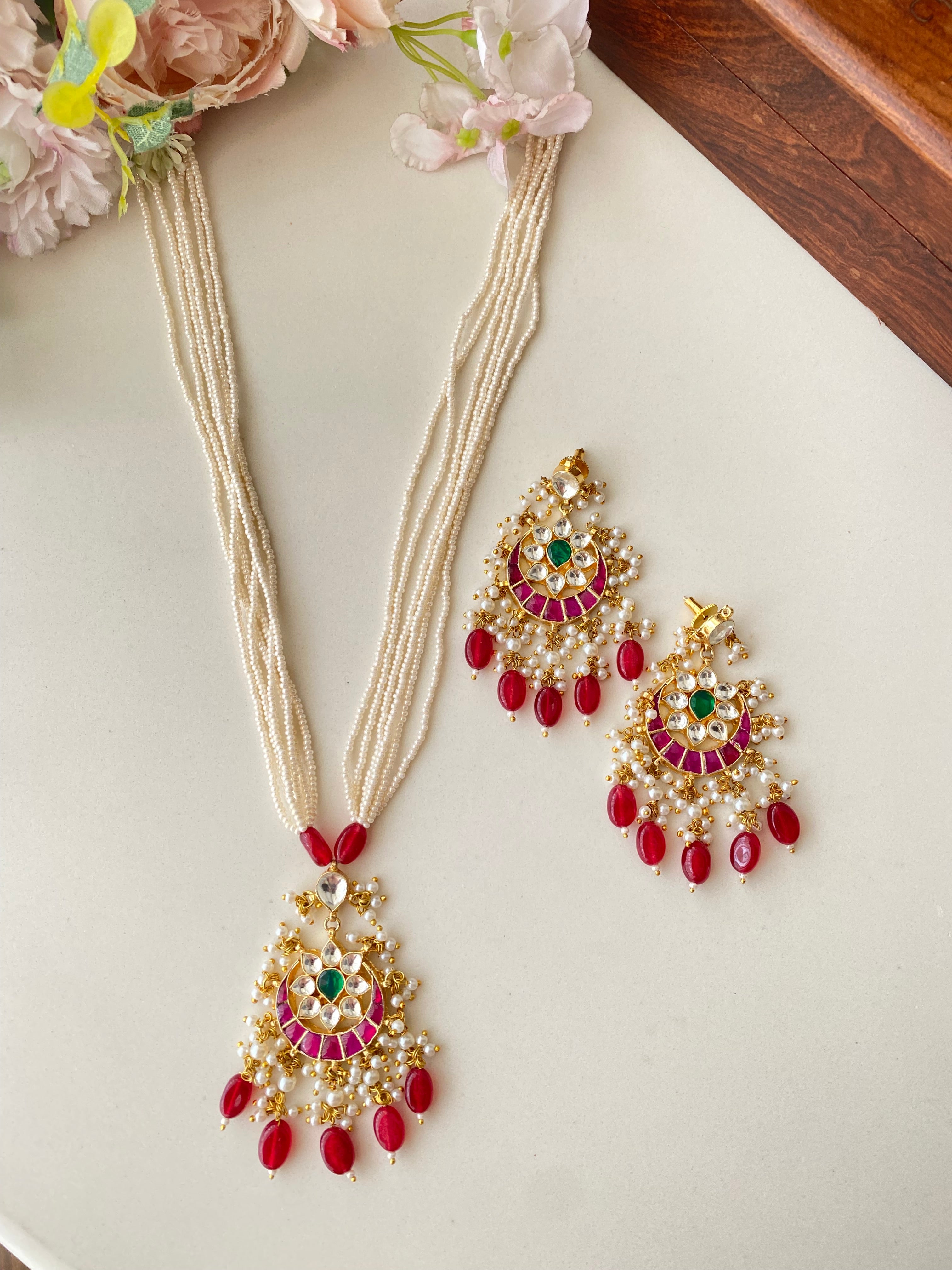 Gold Plated Kundan long Necklace set